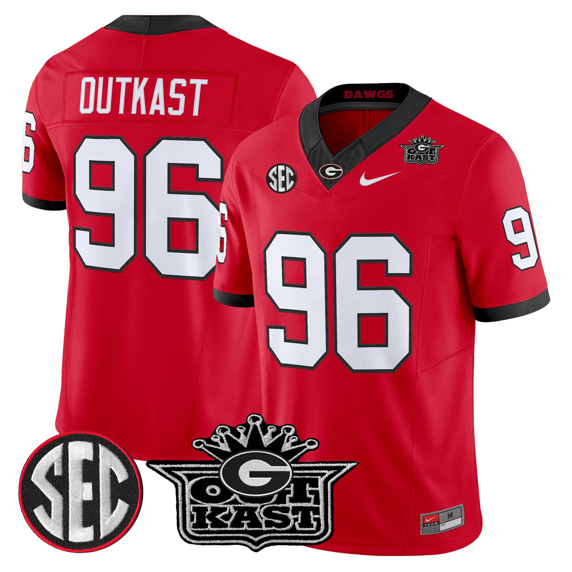#96 OutKast Men's Outkast x Georgia Bulldogs Vapor Limited Red Jersey - All stitched