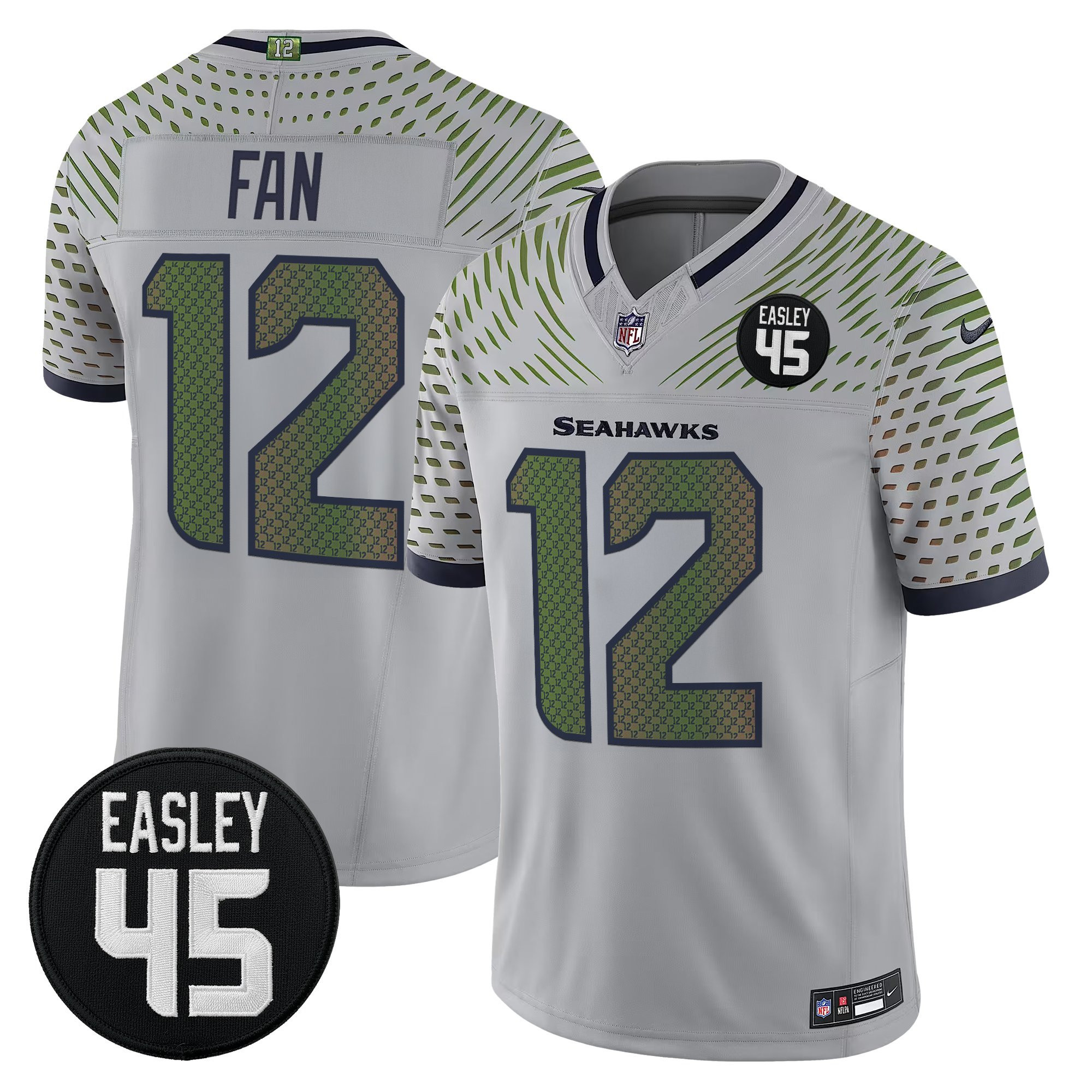 12th Fan Men's Seattle Seahawks #45 Kenny Easley Memorial Patch Vapor Limited Rivalries Jersey - All Stitched