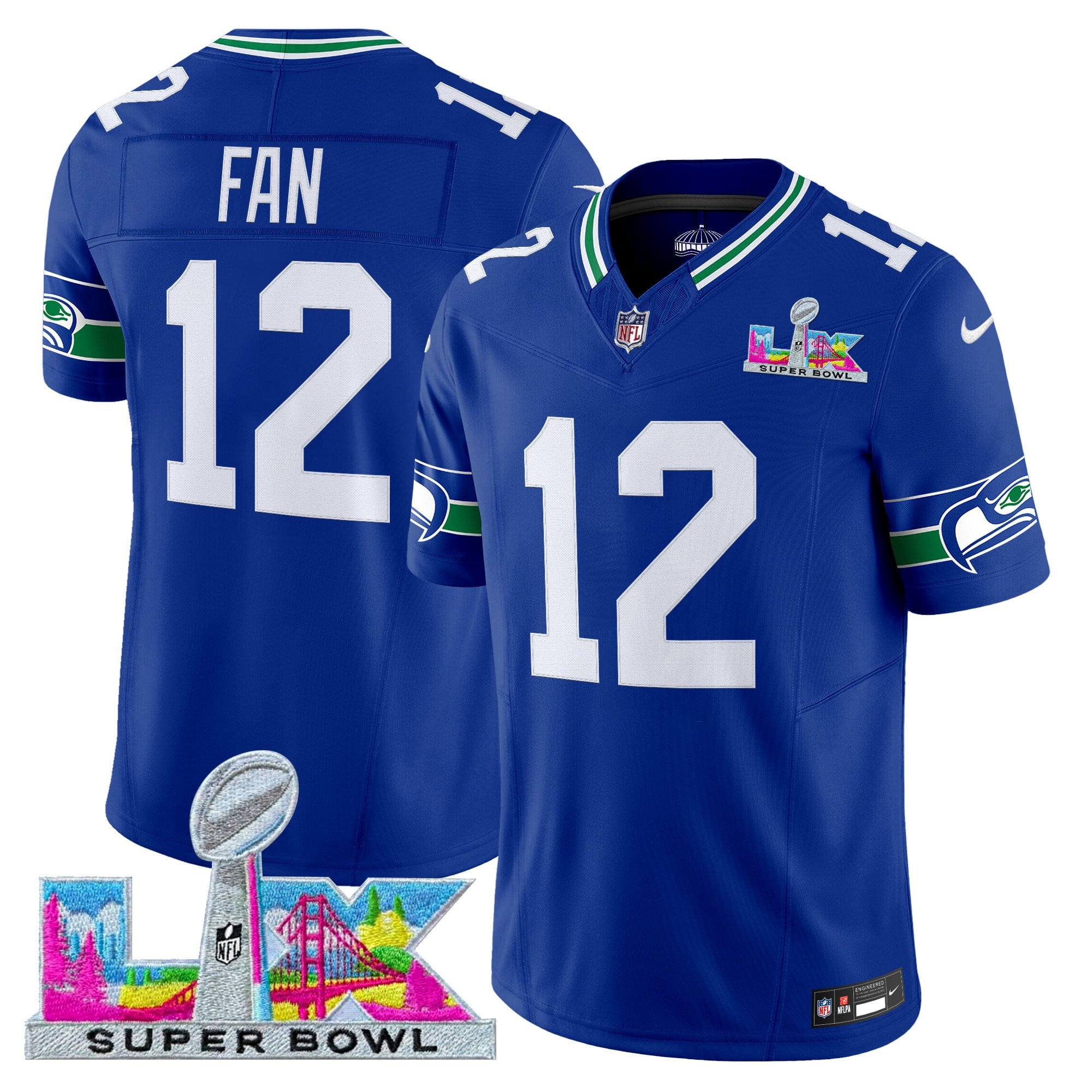 12th Fan Men's Seattle Seahawks Super Bowl LX Vapor Limited Royal Jersey - All Stitched