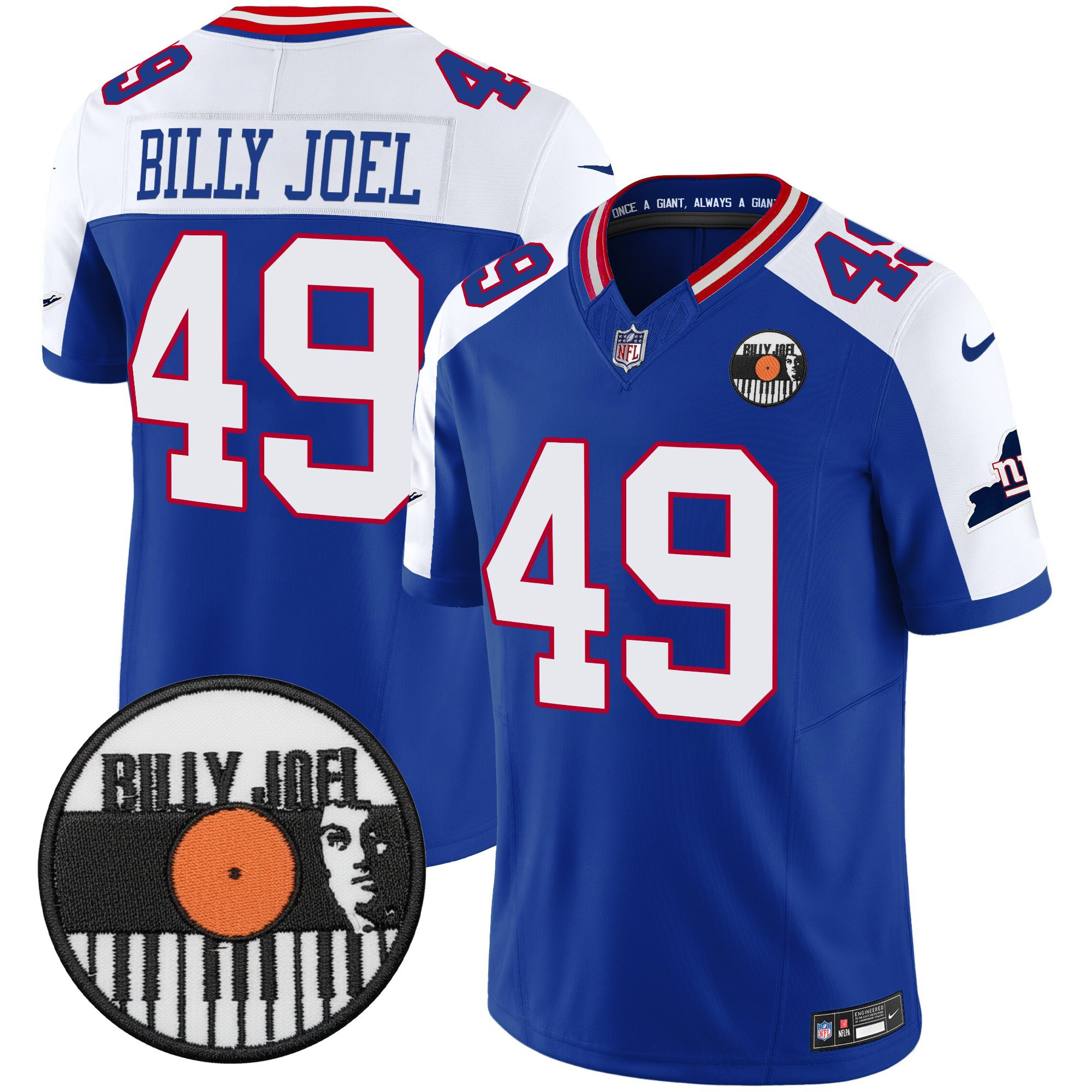 1949 Billy Joel Men's Billy Joel ÃƒÆ’Ã¢â‚¬â€ New York Giants Vapor Limited Royal Alternate Jersey - All stitched