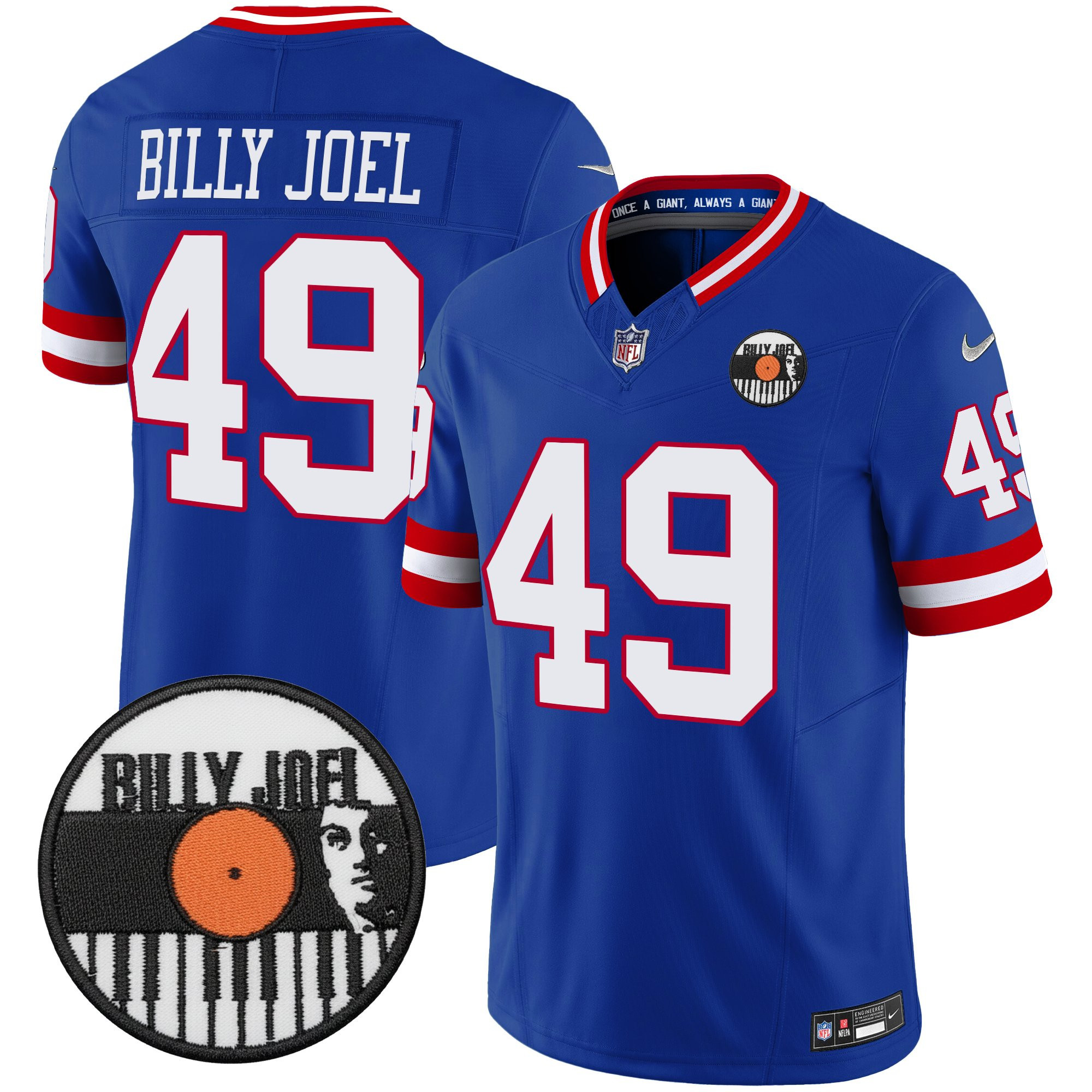 1949 Billy Joel Men's Billy Joel ÃƒÆ’Ã¢â‚¬â€ New York Giants Vapor Limited Royal Jersey - All stitched