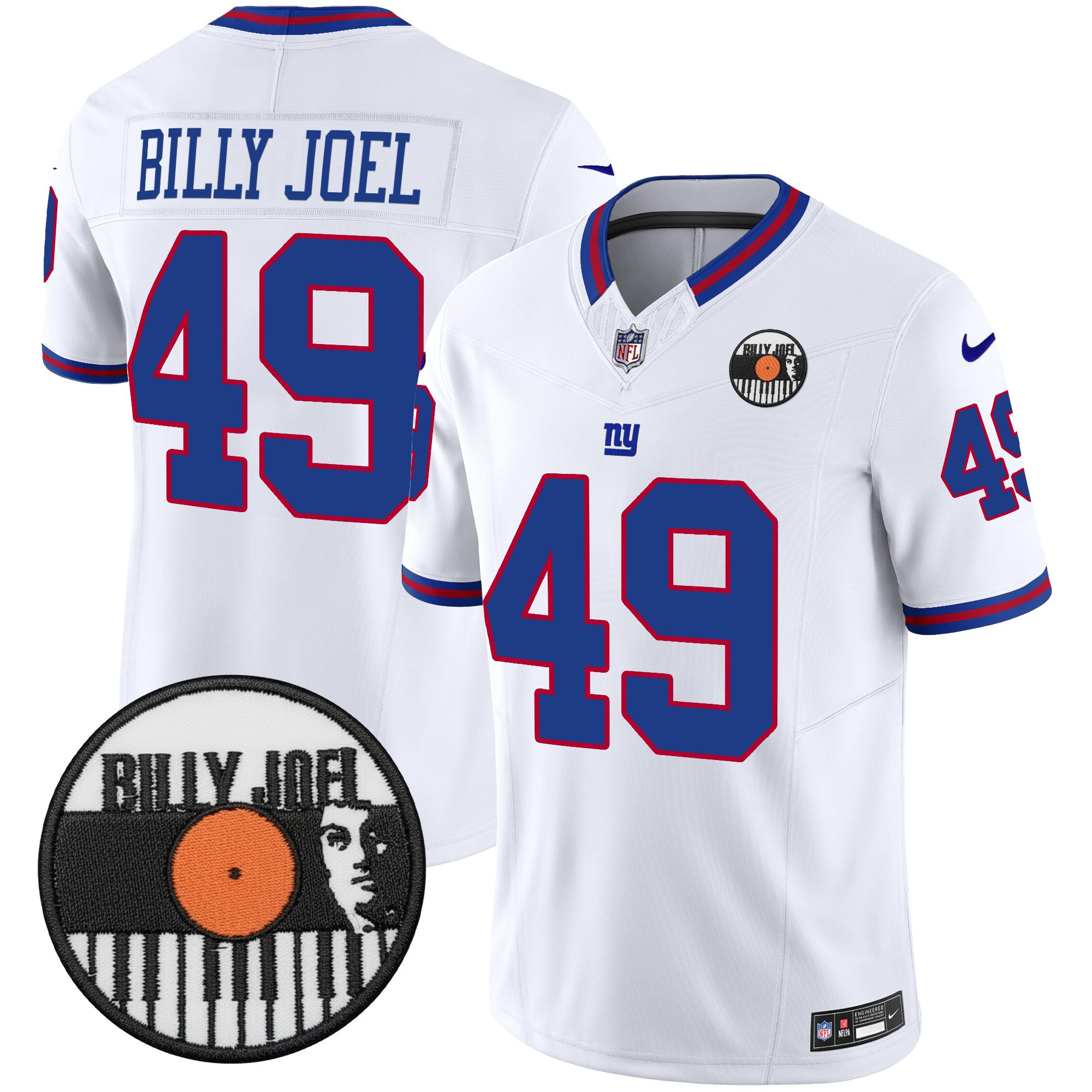 1949 Billy Joel Men's Billy Joel ÃƒÆ’Ã¢â‚¬â€ New York Giants Vapor Limited White Jersey - All stitched