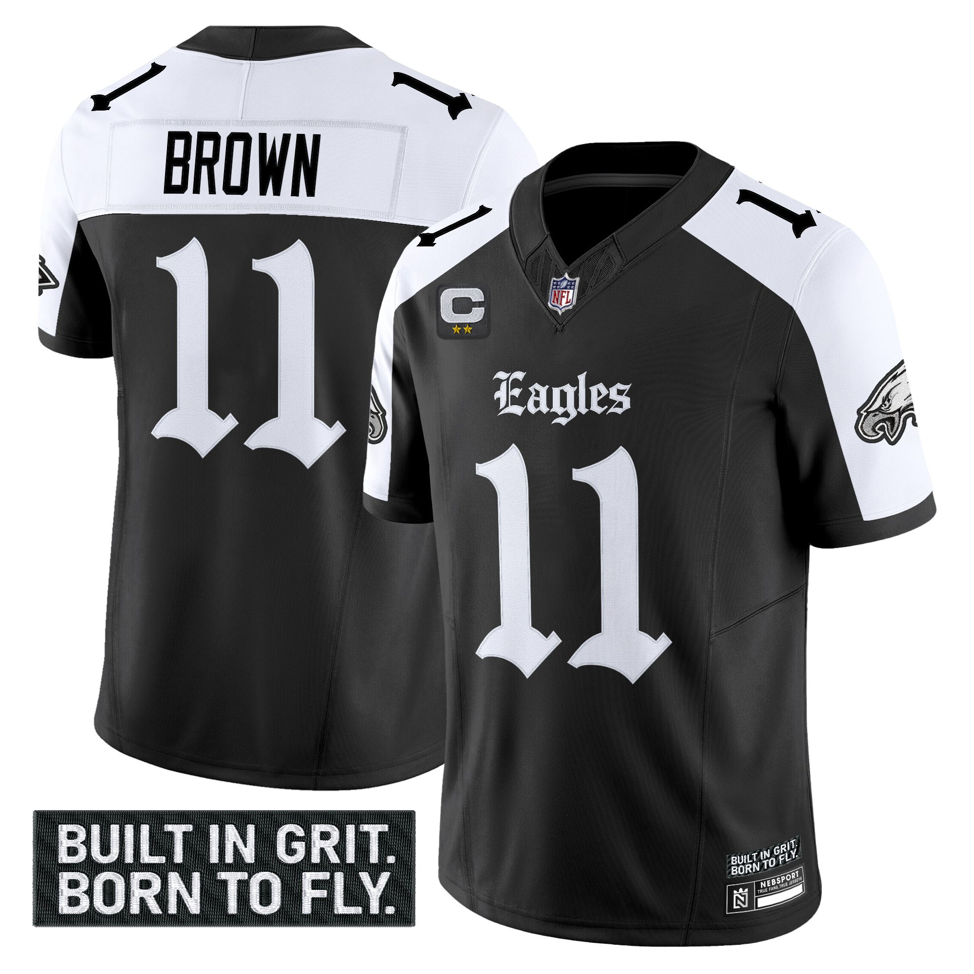 A.J. Brown Men's Philadelphia Eagles Gothic Philly Edition Vapor Limited Alternate Jersey V2 - All Stitched