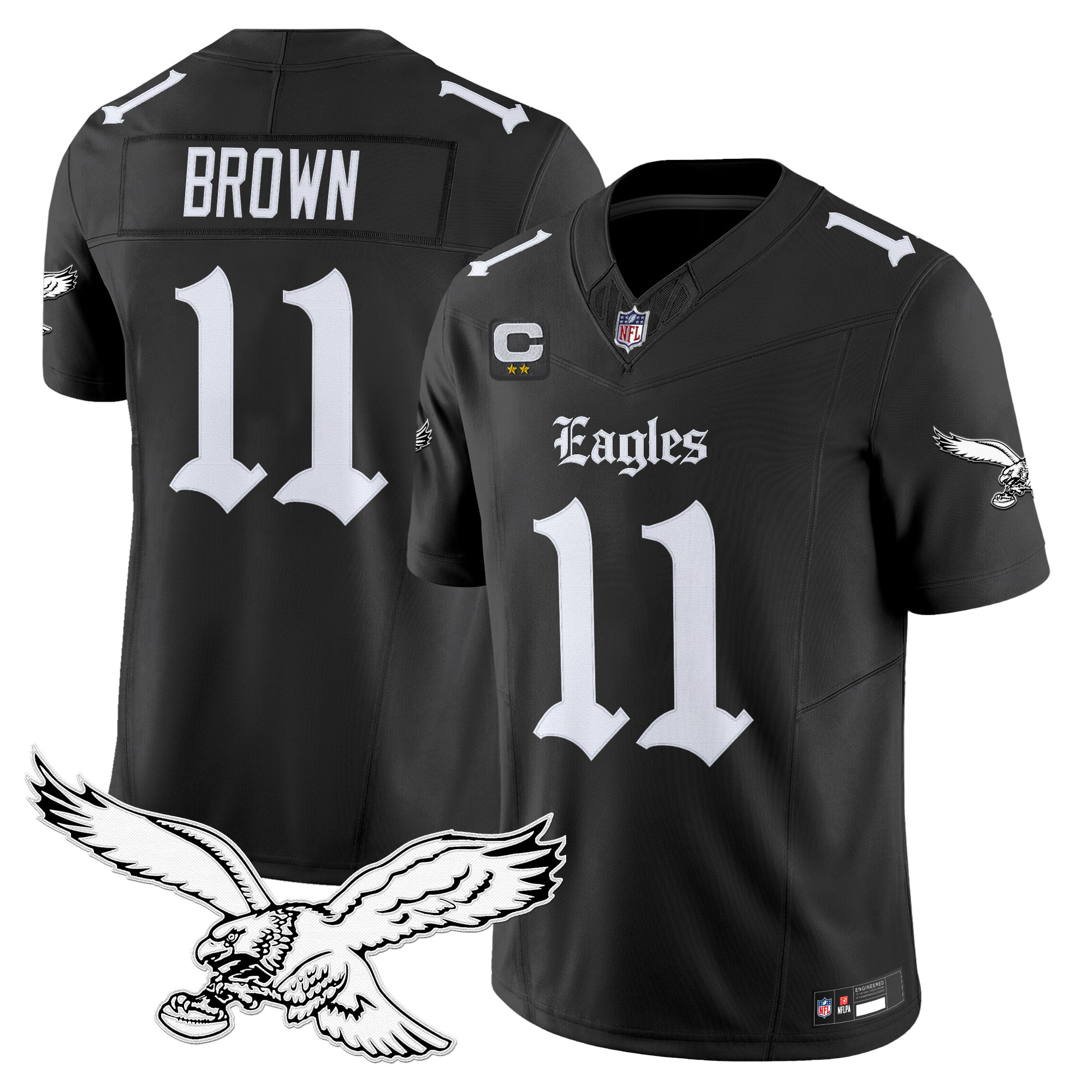 A.J. Brown Men's Philadelphia Eagles Gothic Philly Edition Vapor Limited Black Jersey - All Stitched