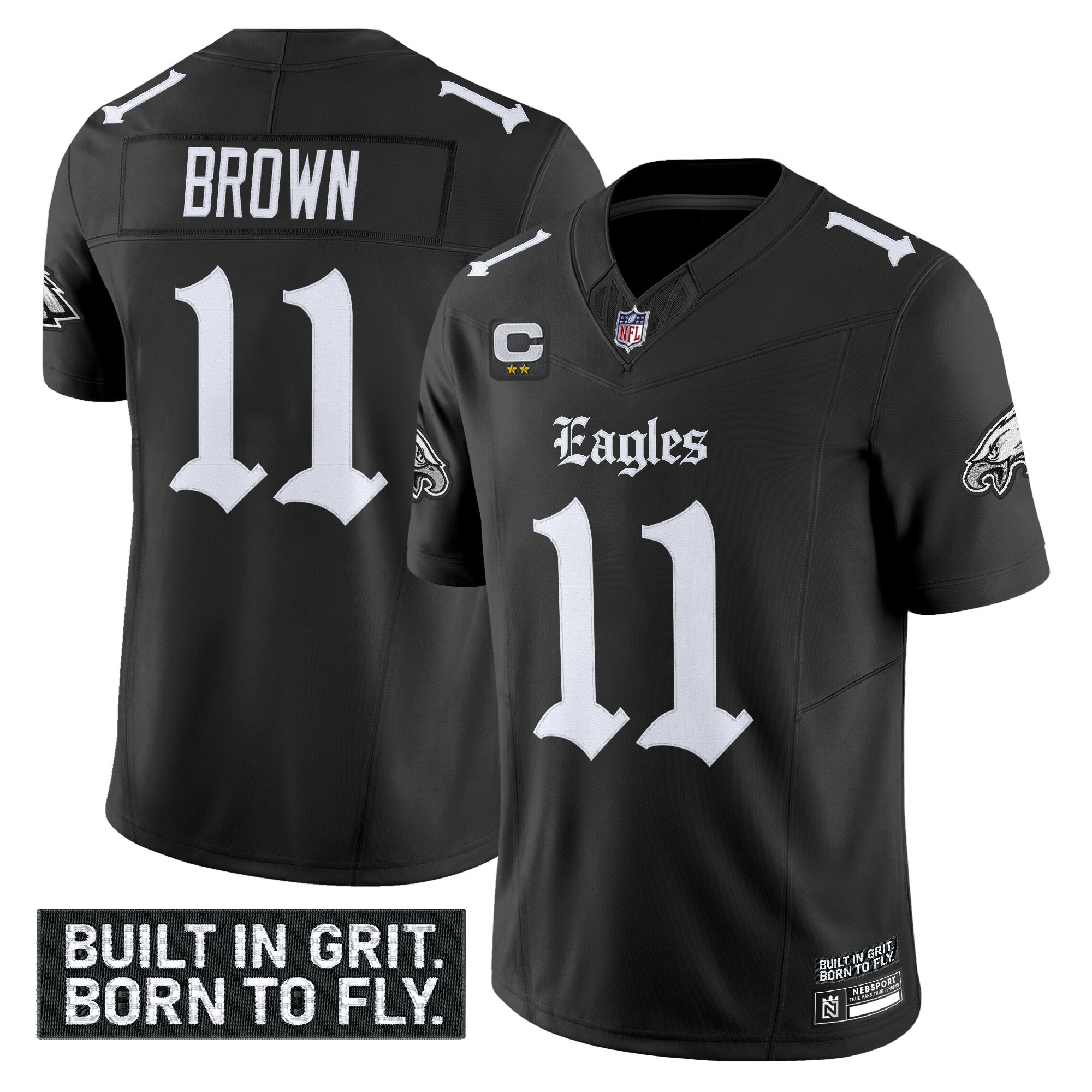 A.J. Brown Men's Philadelphia Eagles Gothic Philly Edition Vapor Limited Black Jersey V2 - All Stitched