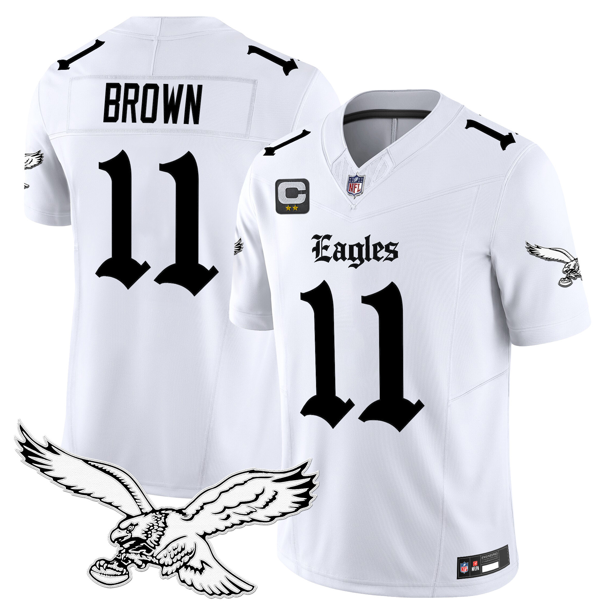 A.J. Brown Men's Philadelphia Eagles Gothic Philly Edition Vapor Limited White Jersey - All Stitched