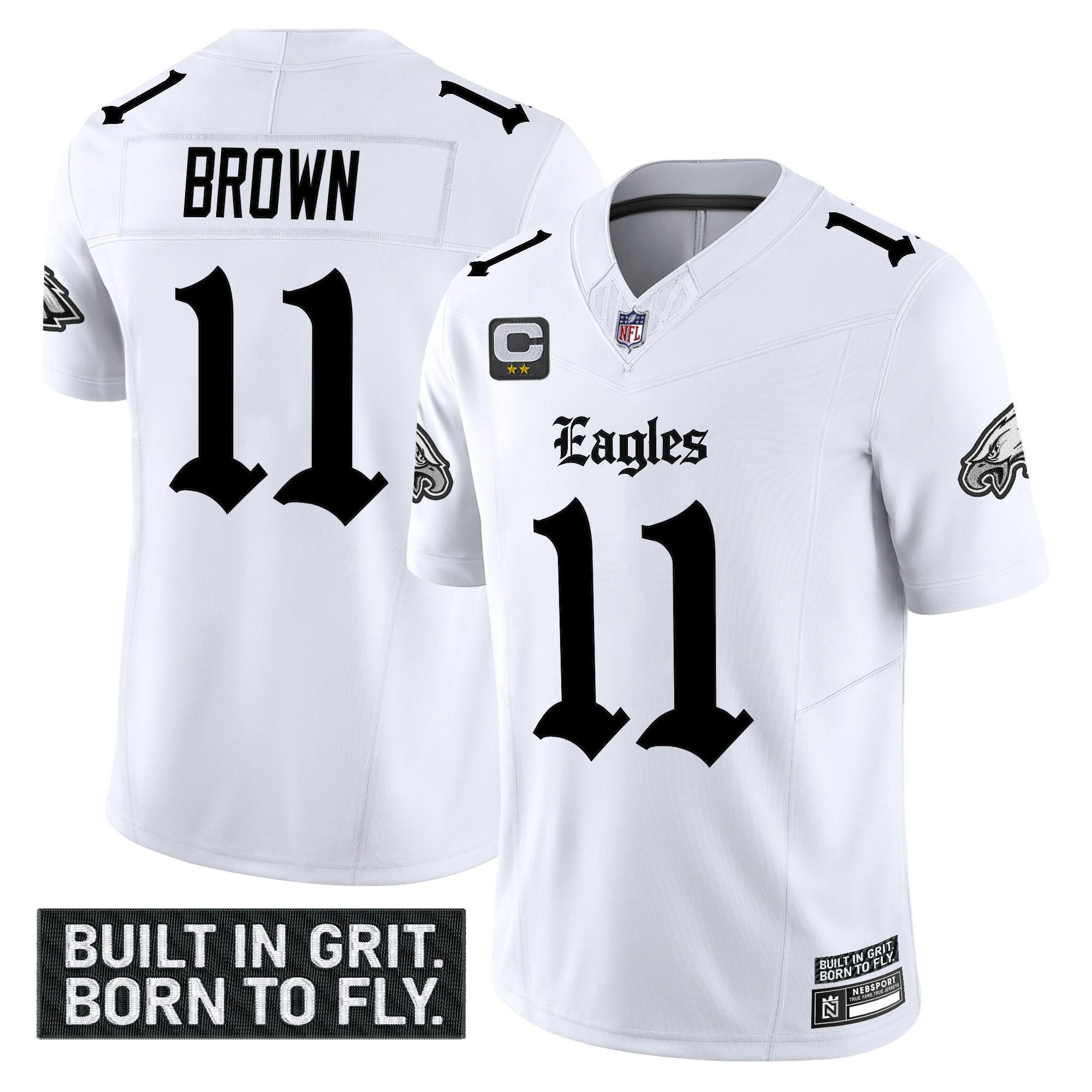 A.J. Brown Men's Philadelphia Eagles Gothic Philly Edition Vapor Limited White Jersey V2 - All Stitched