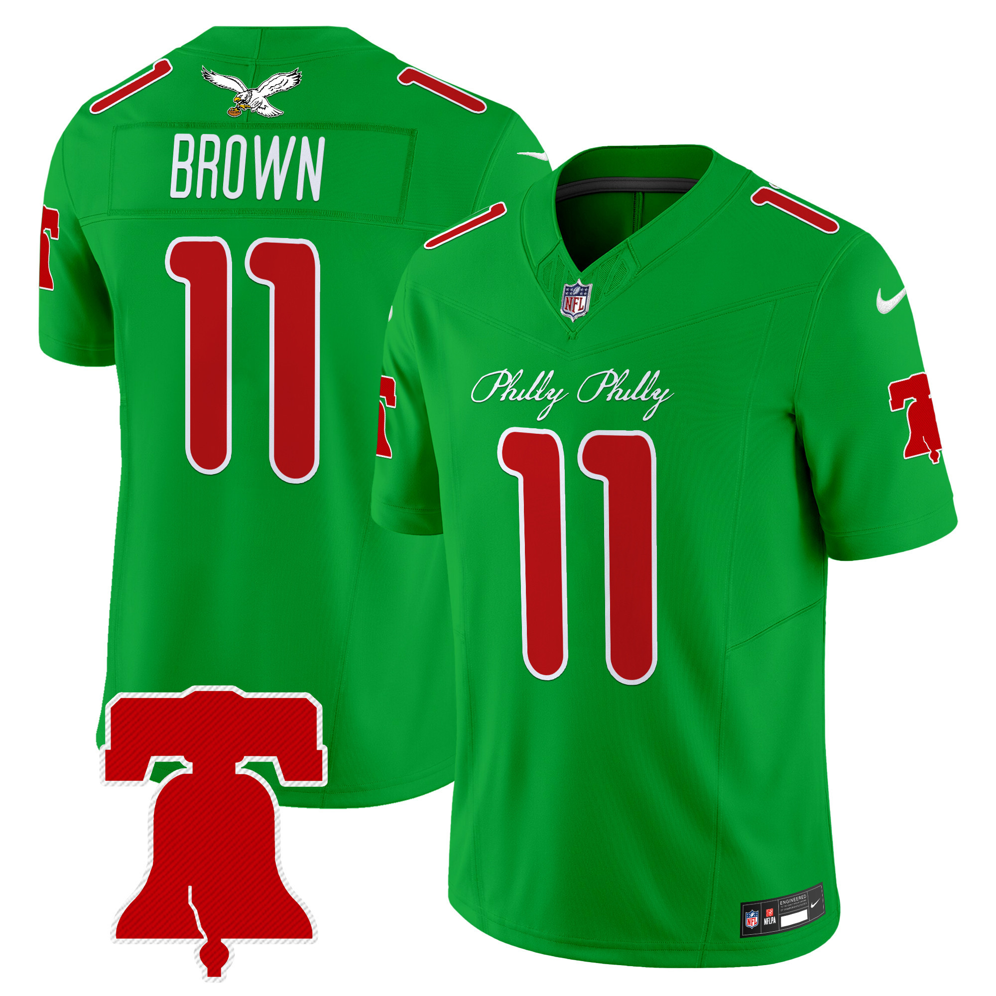 A.J. Brown Men's Philadelphia Eagles Philly Phanatic Style Vapor Limited Kelly Green Jersey - All Stitched