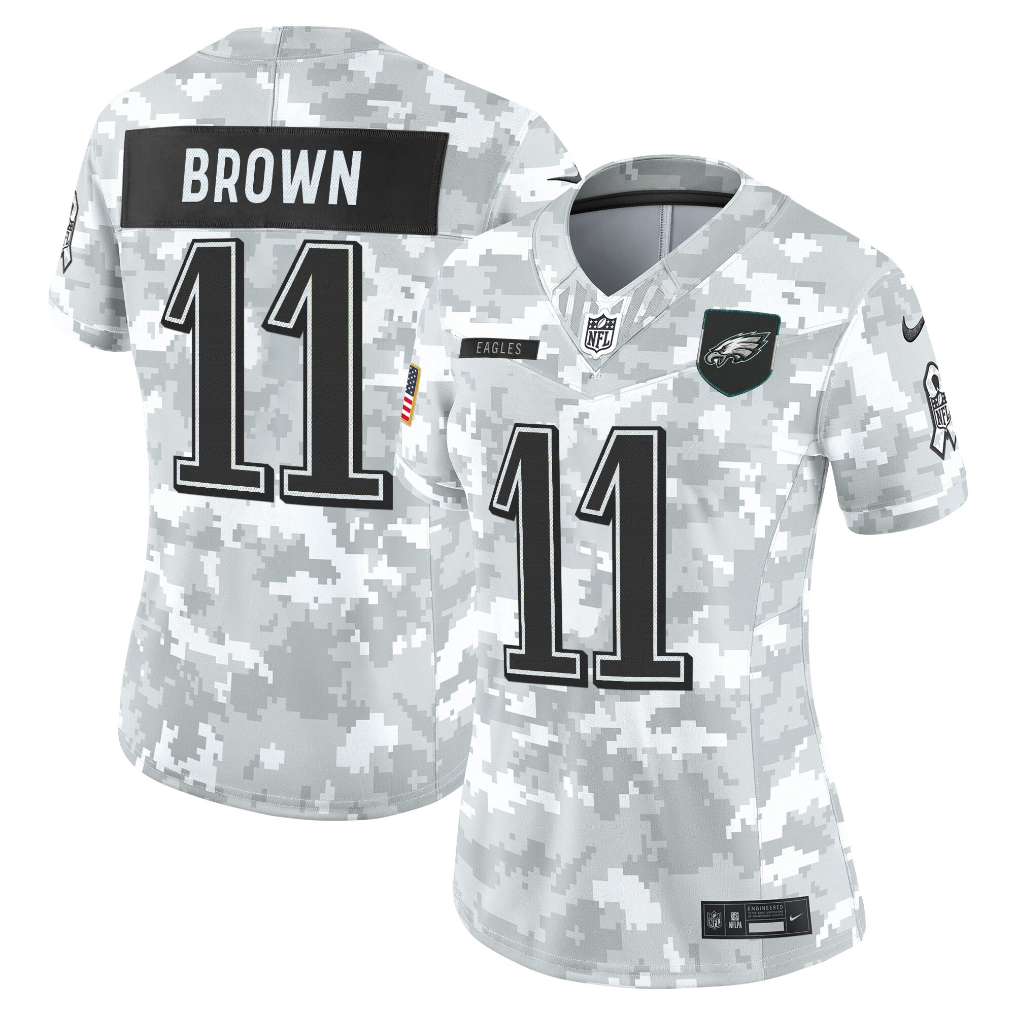 A.J. Brown Women's Philadelphia Eagles 2025 Salute to Service Limited Arctic Camo Jersey - All Stitched