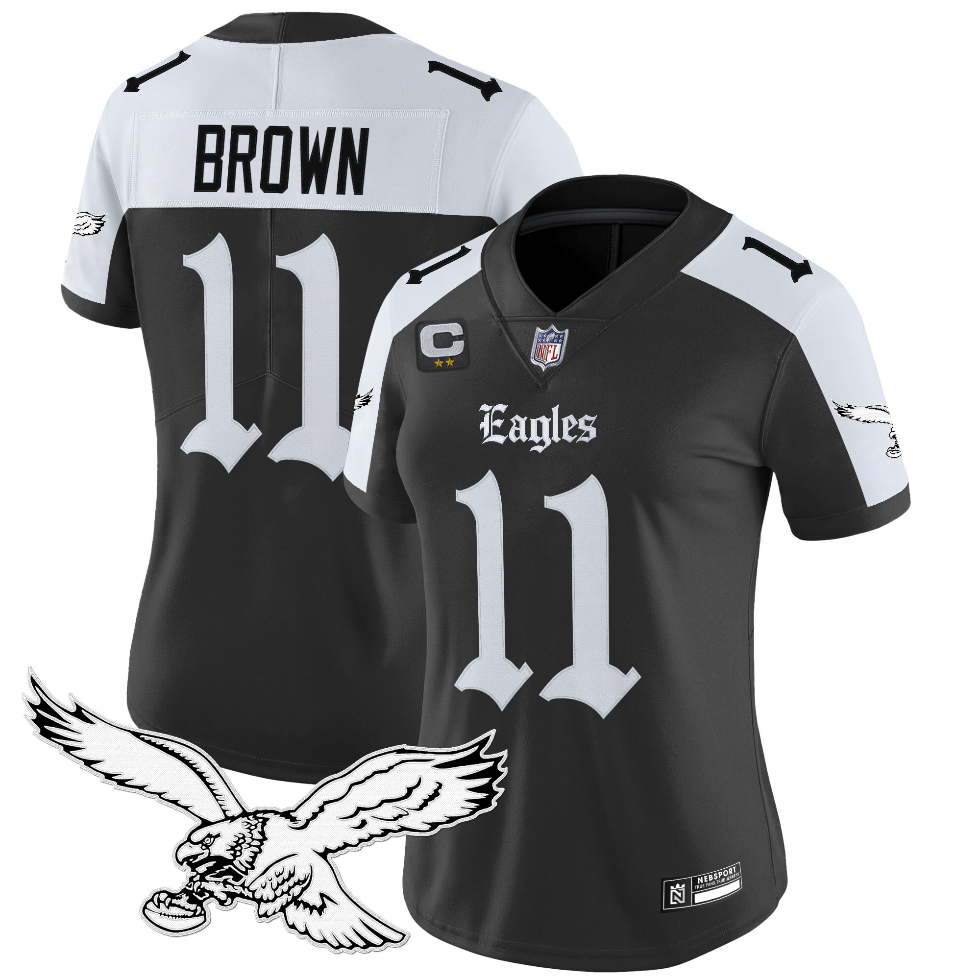 A.J. Brown Women's Philadelphia Eagles Gothic Philly Edition Vapor Limited Alternate Jersey - All Stitched