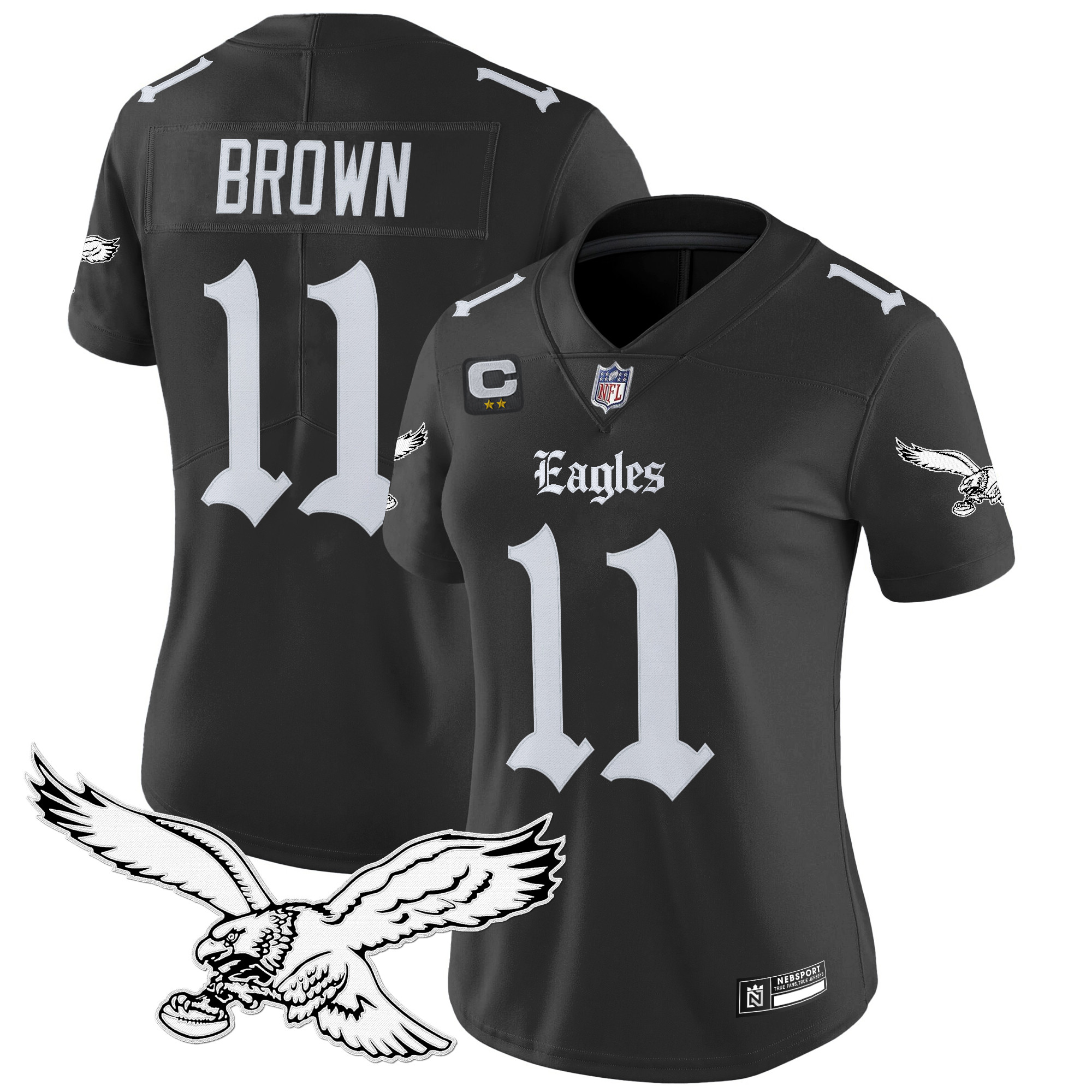 A.J. Brown Women's Philadelphia Eagles Gothic Philly Edition Vapor Limited Black Jersey - All Stitched