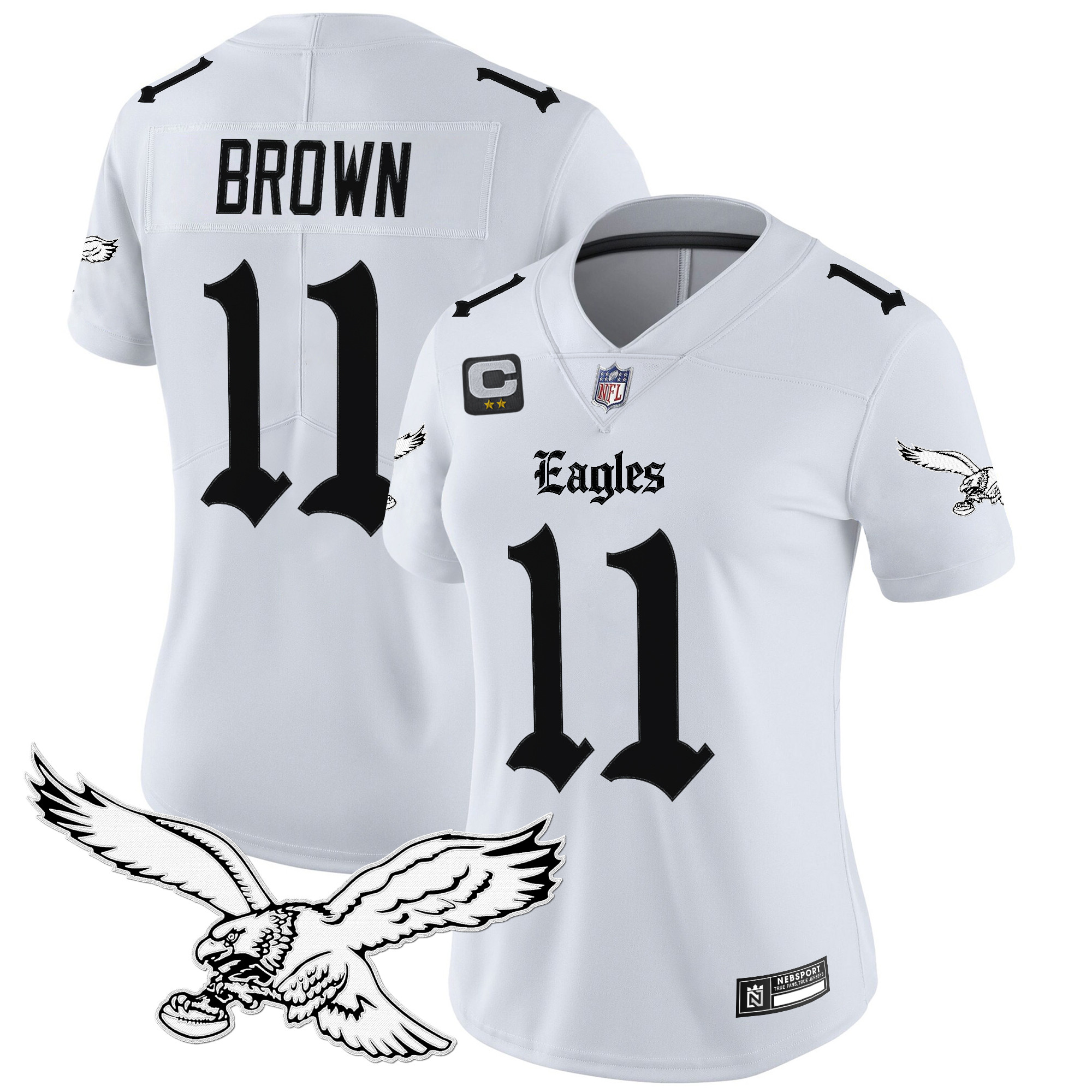 A.J. Brown Women's Philadelphia Eagles Gothic Philly Edition Vapor Limited White Jersey - All Stitched