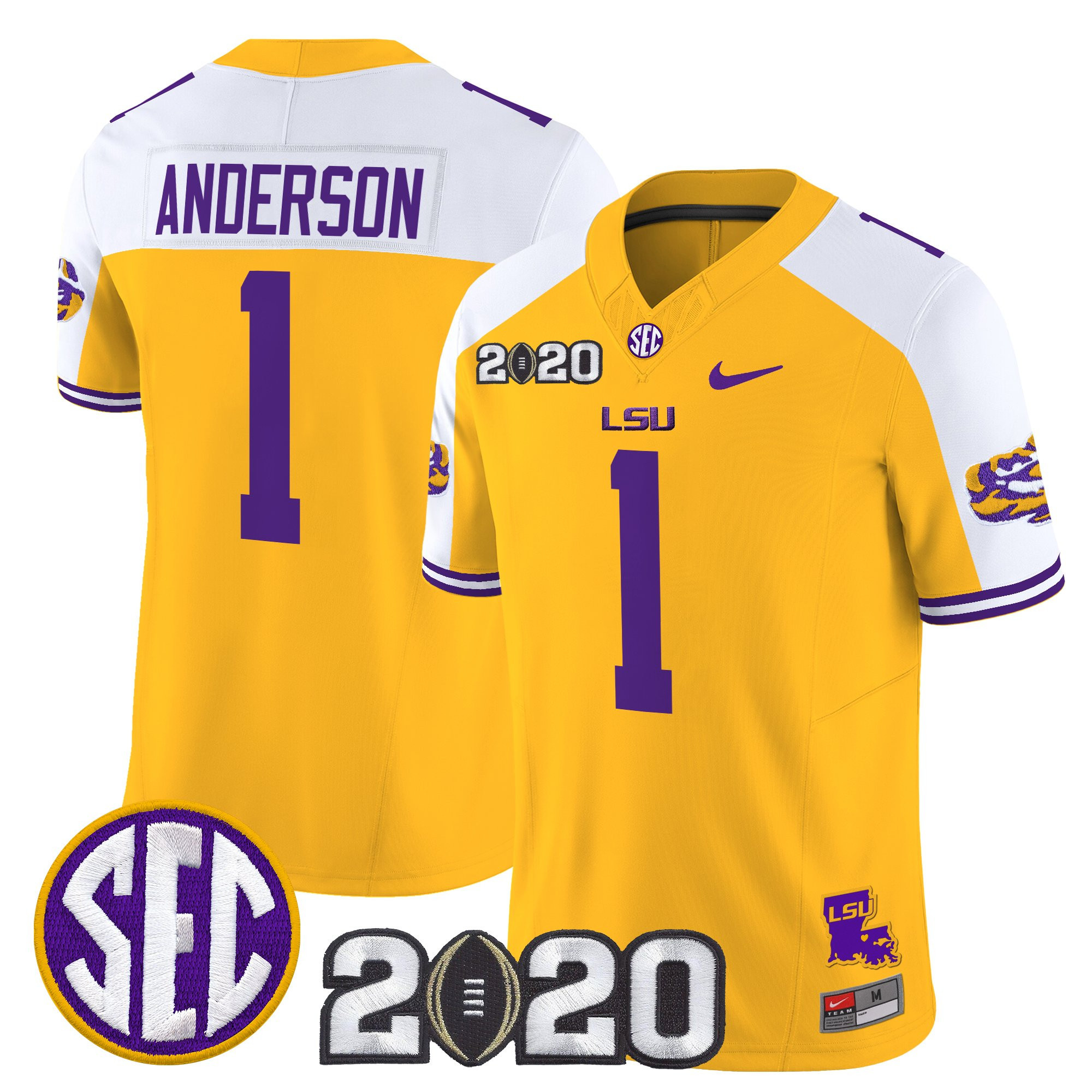 Aaron Anderson Men's LSU Tigers 2020 National Champions Vapor Limited Gold Alternate Jersey - All Stitched