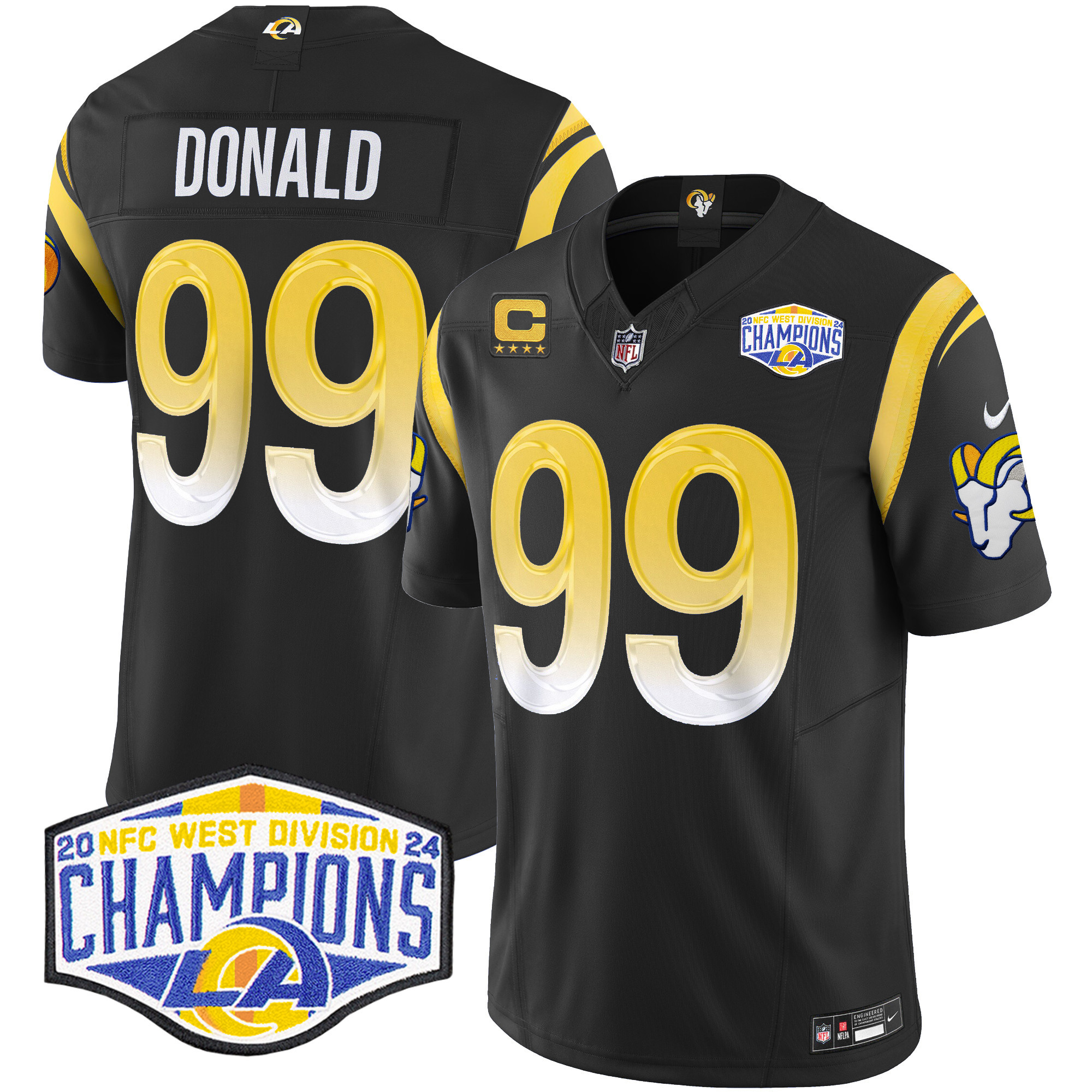 Aaron Donald Men's Los Angeles Rams 2024 NFC West Division Champions Vapor Limited Black Jersey - All Stitched