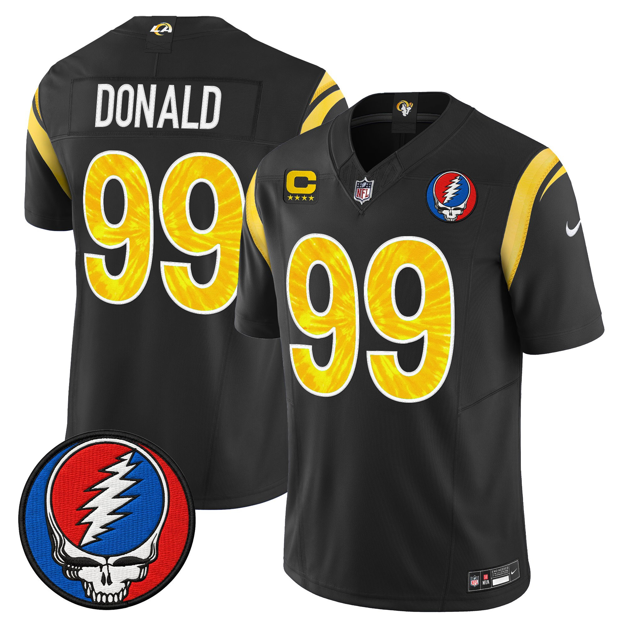 Aaron Donald Men's Los Angeles Rams x Grateful Dead Vapor Limited Black Jersey - All Stitched