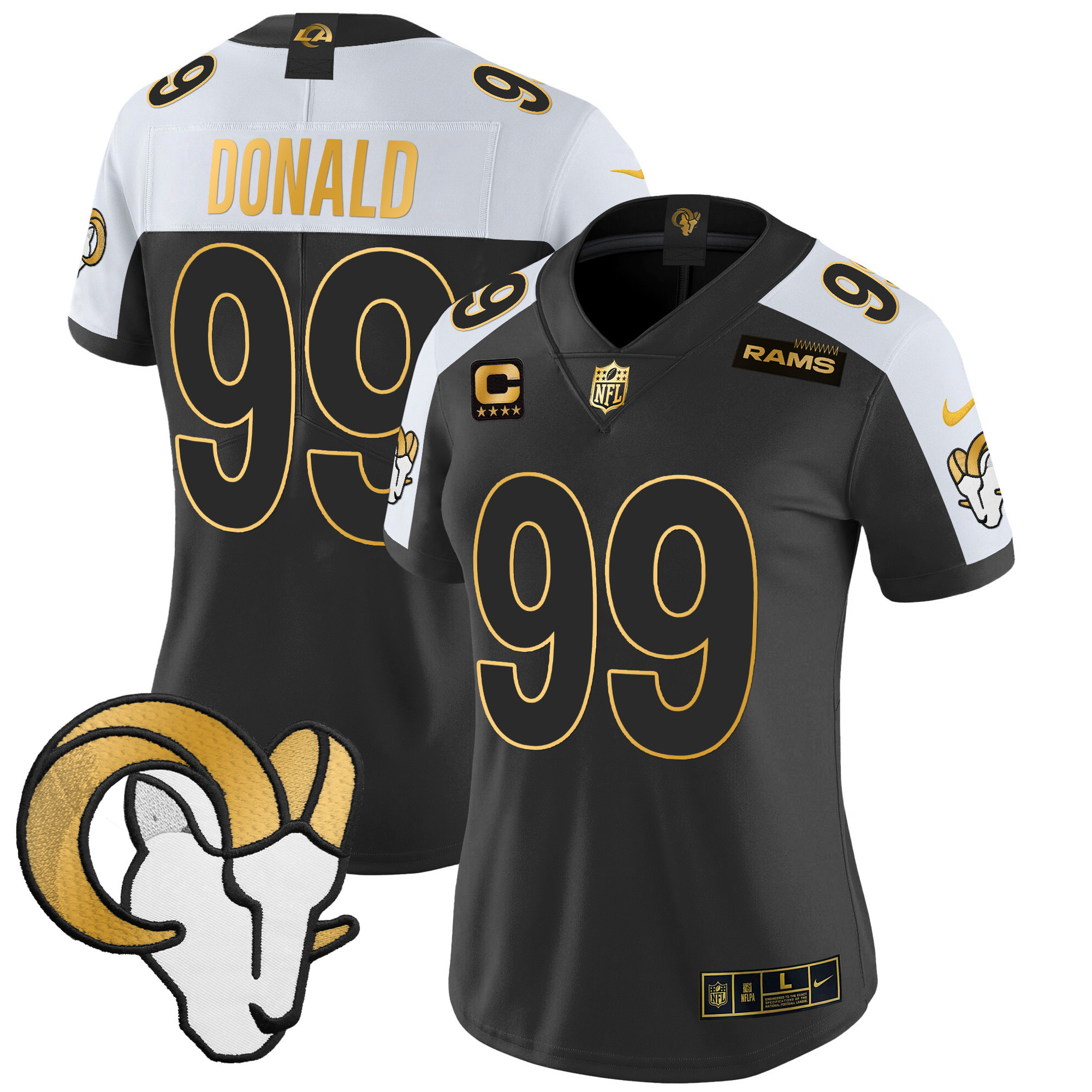 Aaron Donald Women's Los Angeles Rams 2024 Gold Vapor Limited Alternate Jersey - All Stitched