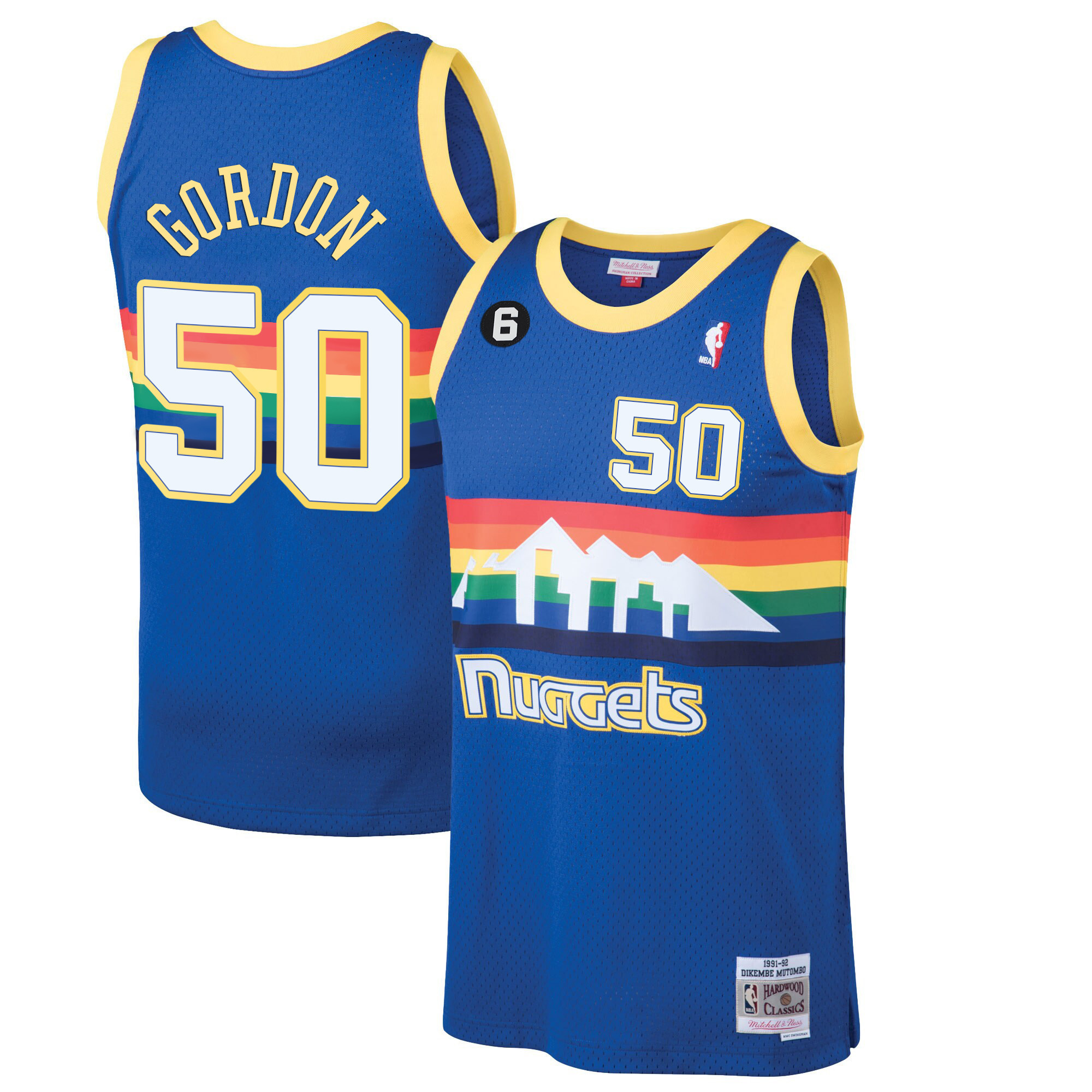 Aaron Gordon Men's Denver Nuggets #6 Patch Collection Blue Classic Jersey - All Stitched