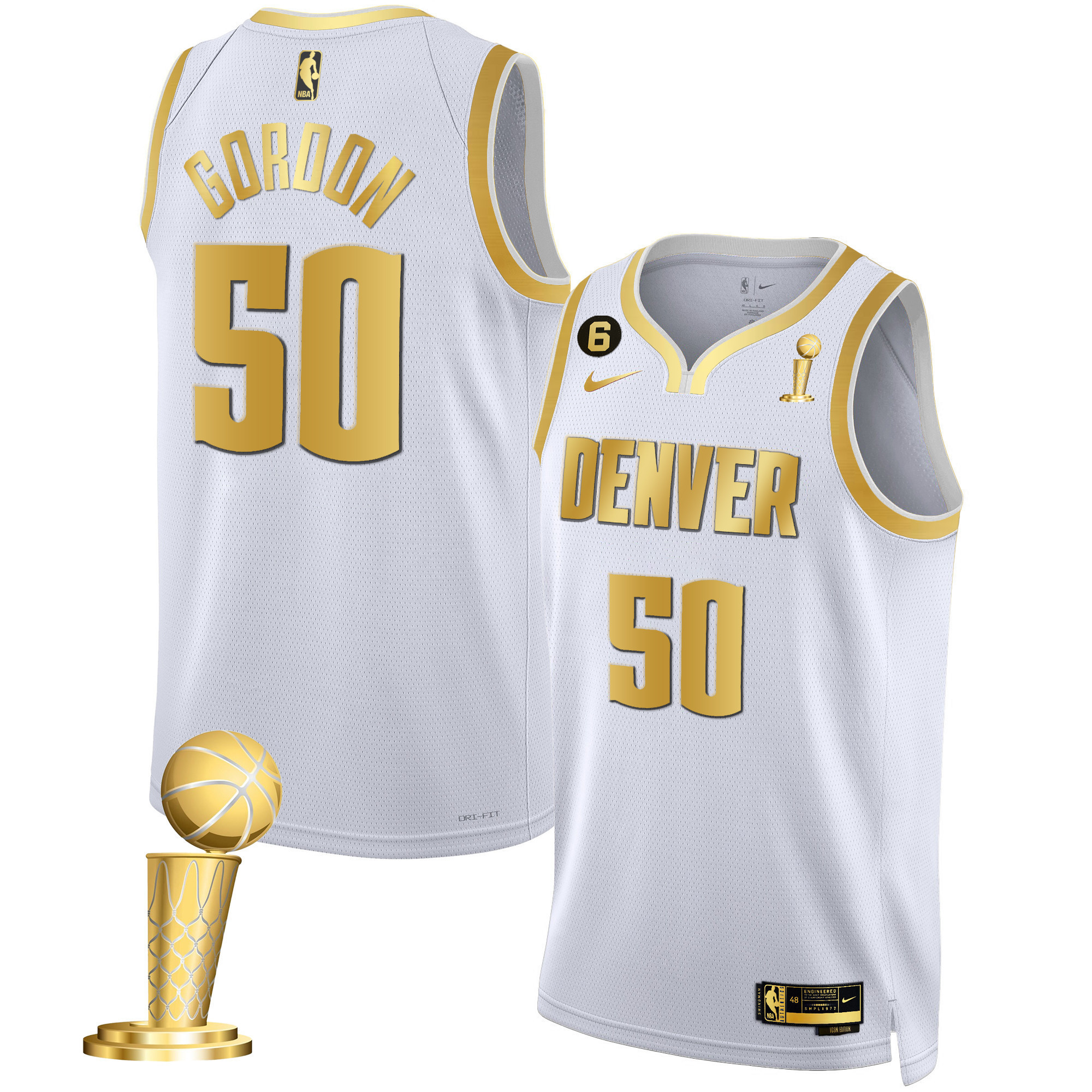 Aaron Gordon Men's Denver Nuggets 2023 Champions Black & White Gold White Gold Jersey - All Stitched