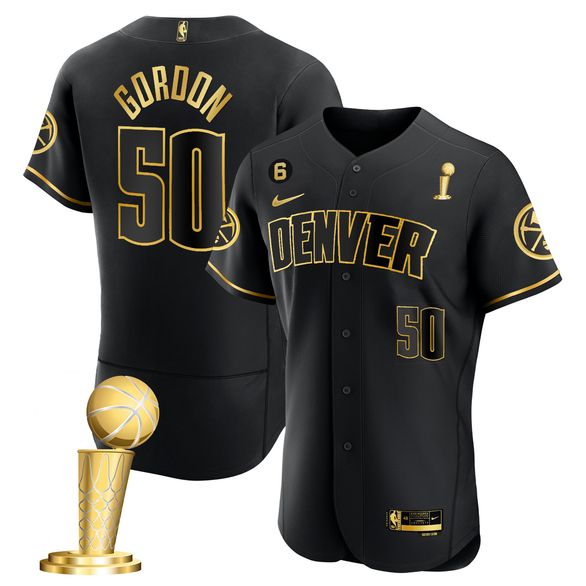 Aaron Gordon Men's Denver Nuggets 2023 Champions Flex Base Black Gold Jersey - All Stitched