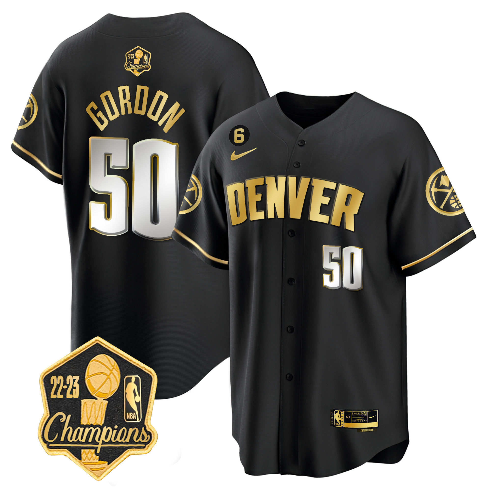 Aaron Gordon Men's Denver Nuggets 2023 Champions Limited Patch Cool Base Black Limited Jersey - All Stitched