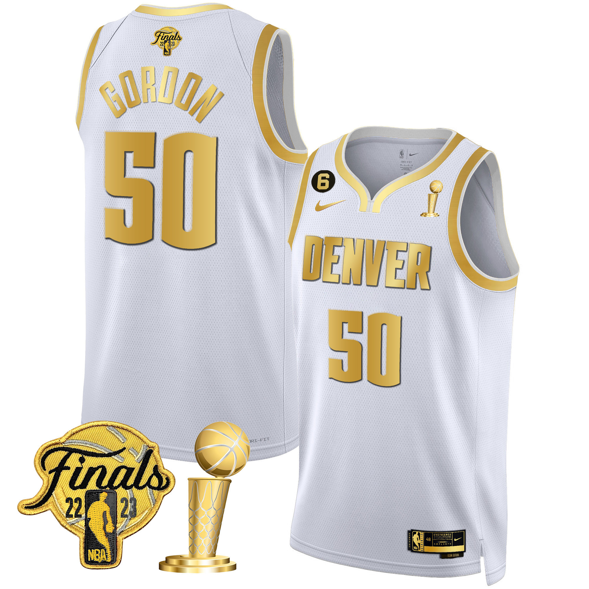 Aaron Gordon Men's Denver Nuggets 2023 Finals & Champions Black & White Gold White Gold Jersey - All Stitched