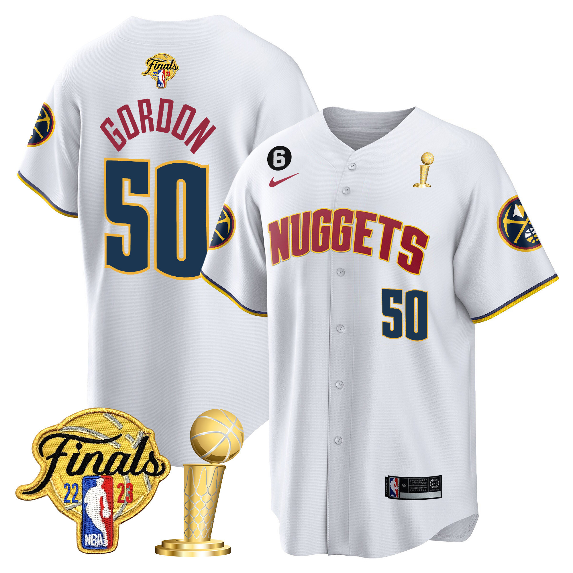 Aaron Gordon Men's Denver Nuggets 2023 Finals & Champions Patch Cool Base Association Jersey - All Stitched