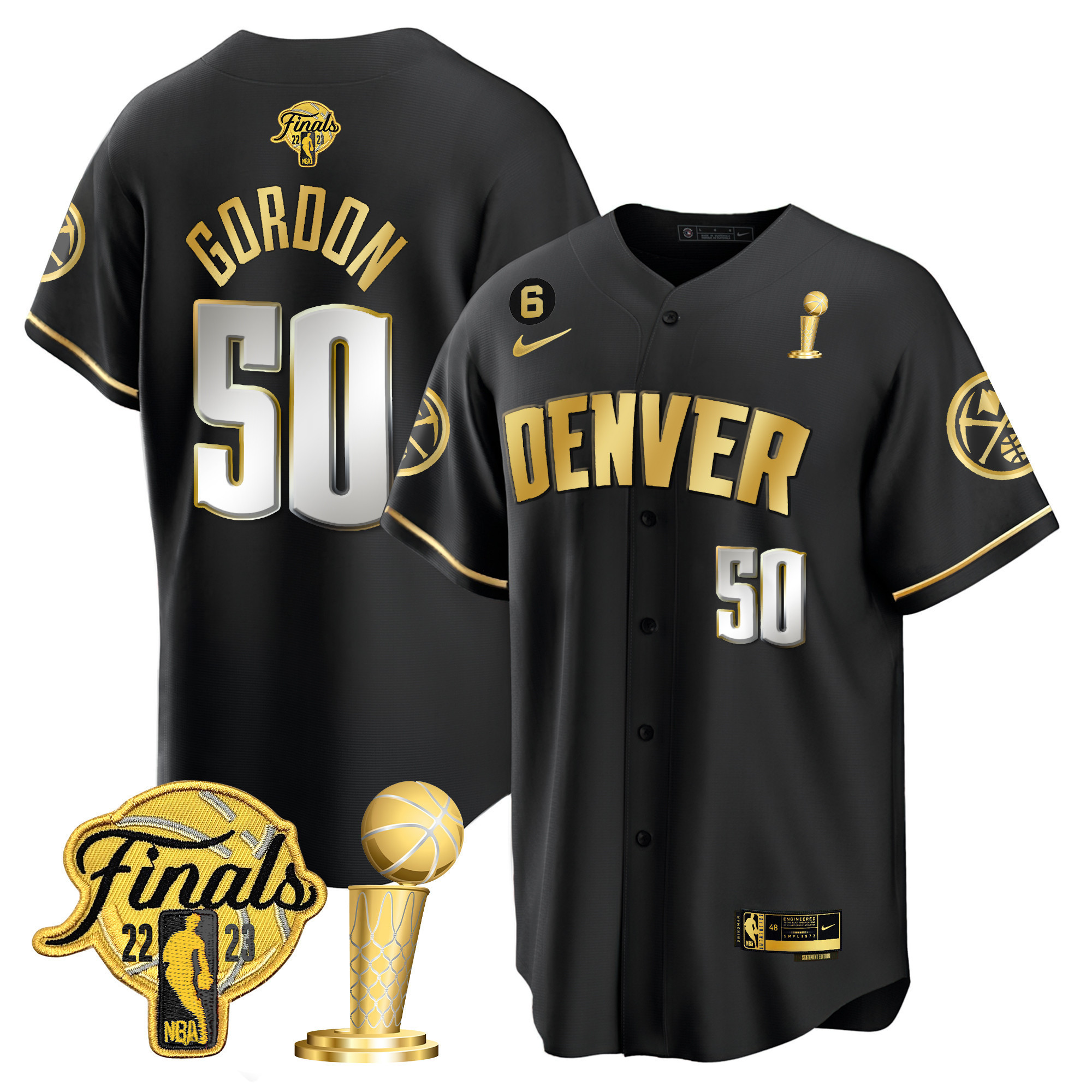 Aaron Gordon Men's Denver Nuggets 2023 Finals & Champions Patch Cool Base Black Limited Jersey - All Stitched