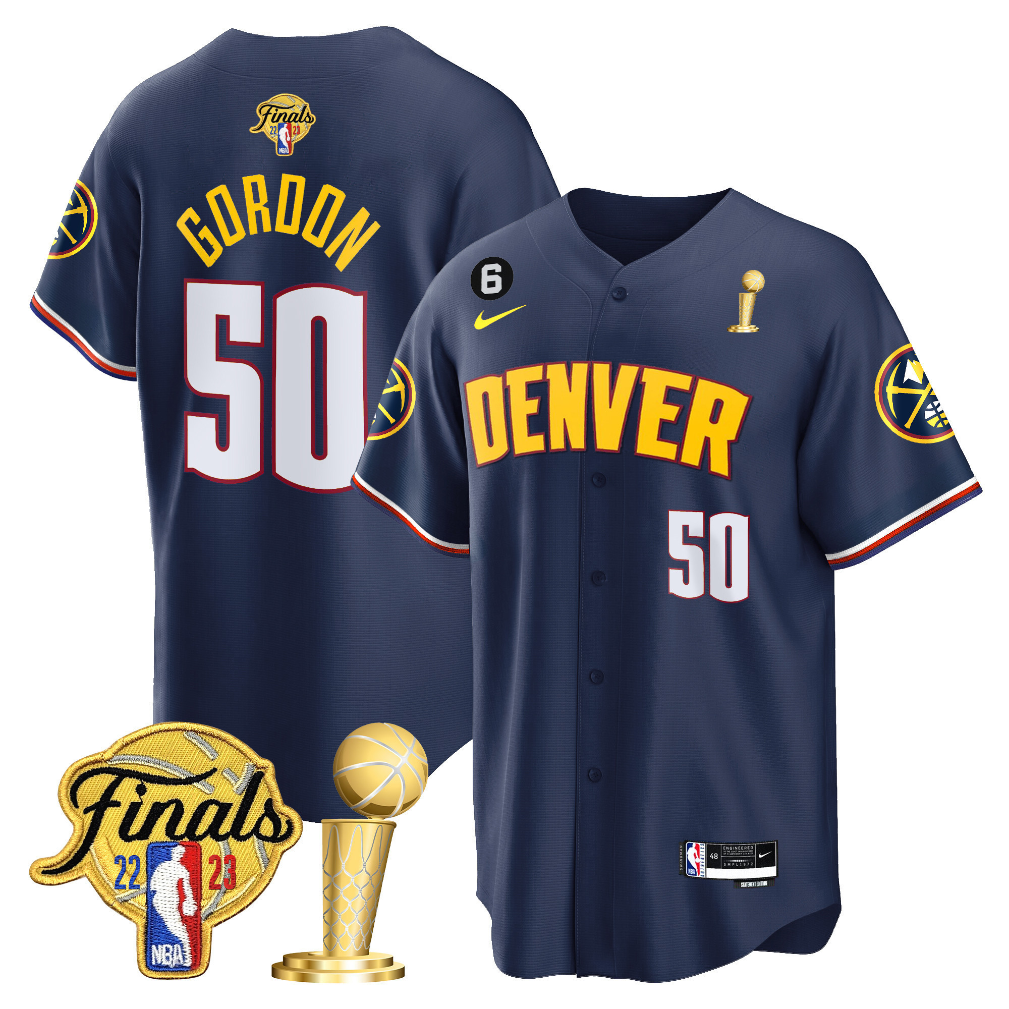 Aaron Gordon Men's Denver Nuggets 2023 Finals & Champions Patch Cool Base Icon Jersey - All Stitched