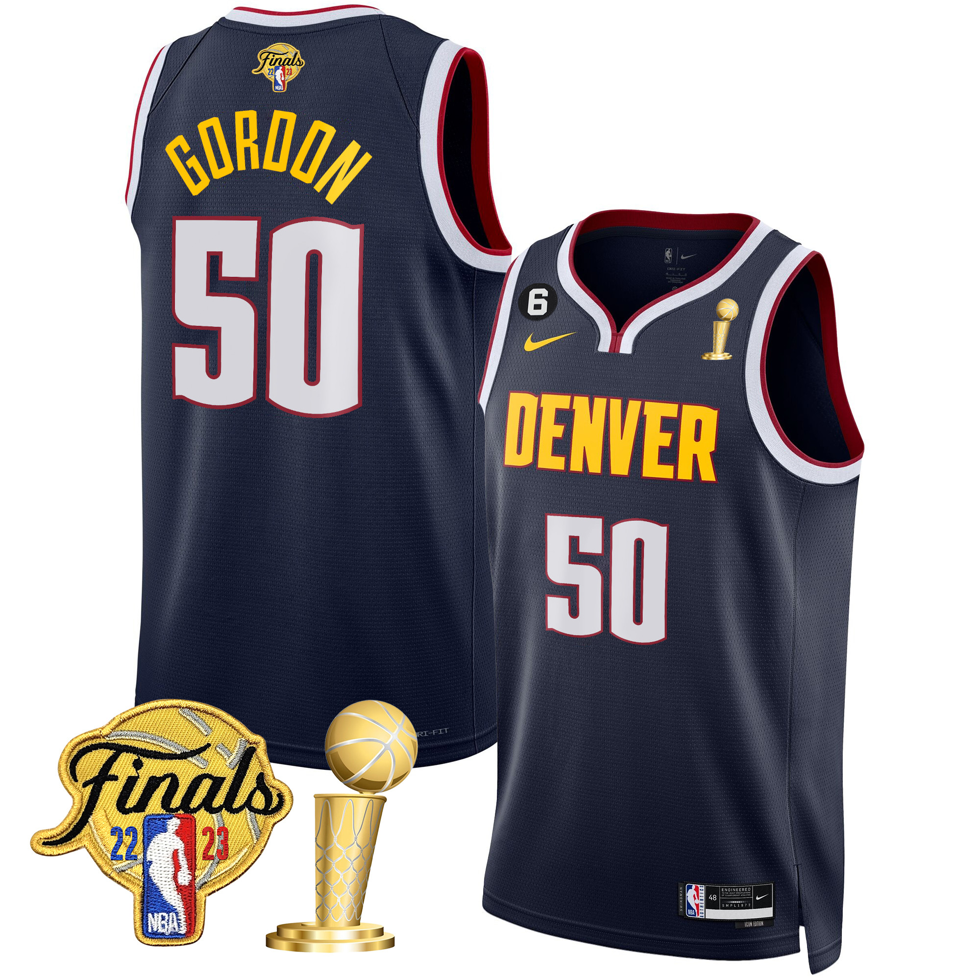 Aaron Gordon Men's Denver Nuggets 2023 Finals & Champions Patch Icon Jersey V2- All Stitched