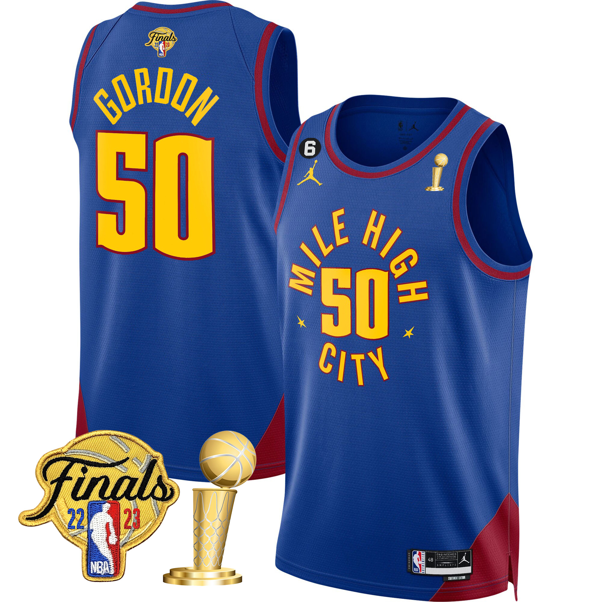 Aaron Gordon Men's Denver Nuggets 2023 Finals & Champions Patch Statement Jersey V2- All Stitched