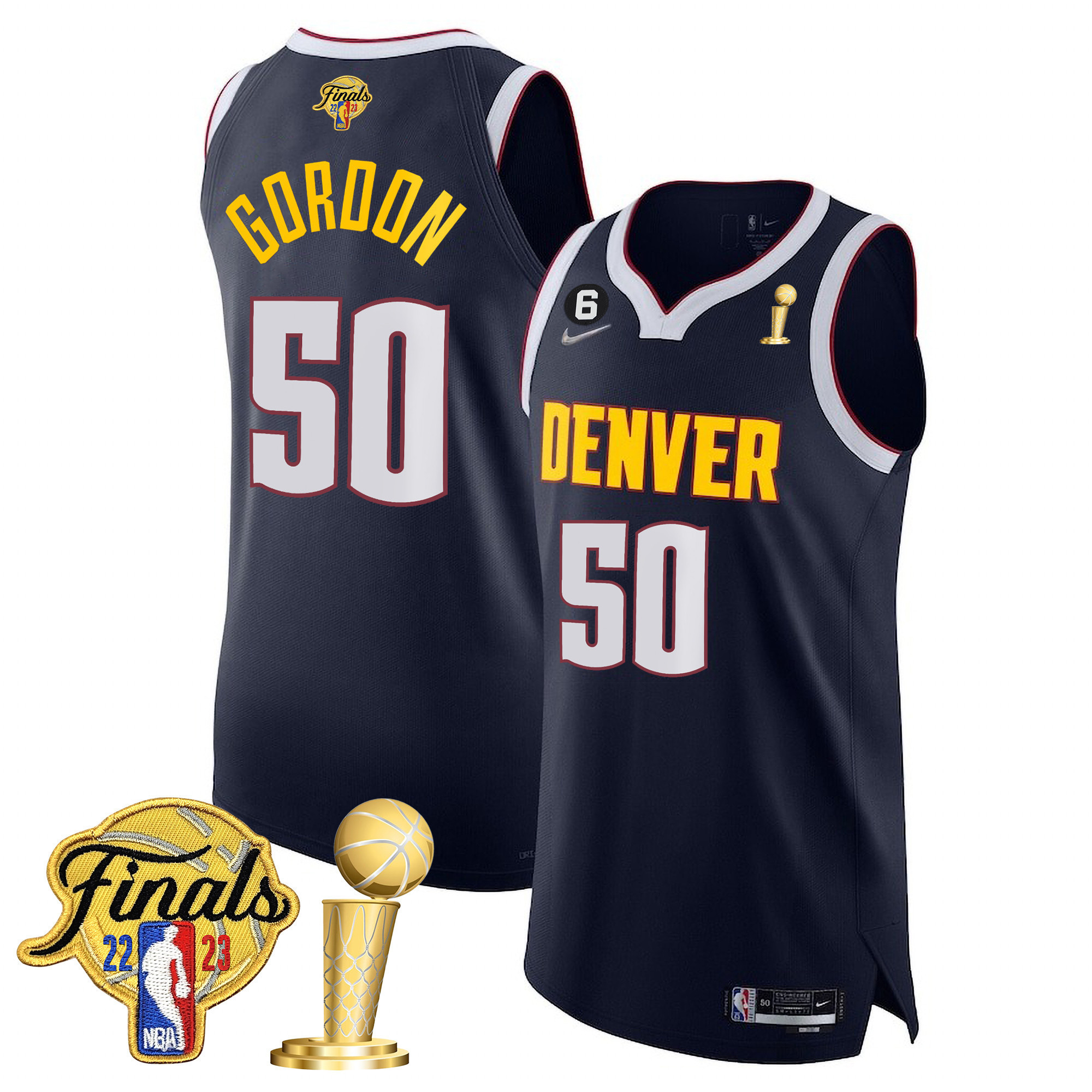 Aaron Gordon Men's Denver Nuggets 2023 Finals Patch & Champions Collection Diamond Jersey V2 - All Stitched
