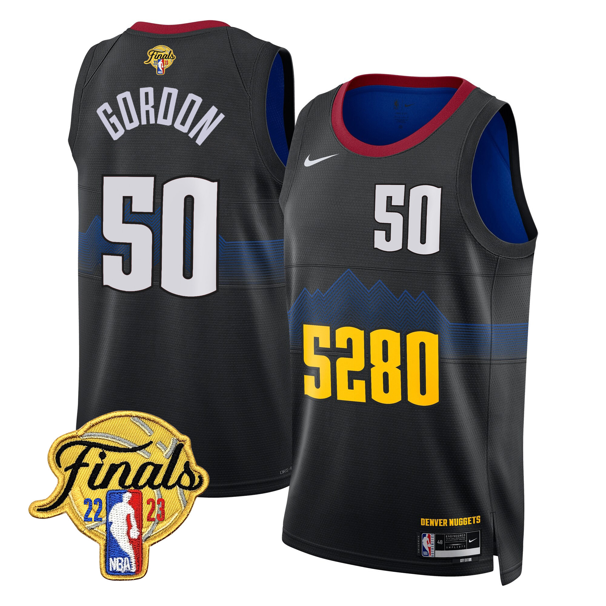 Aaron Gordon Men's Denver Nuggets 2023 Finals Patch Collection 5280 City Jersey V2 - All Stitched