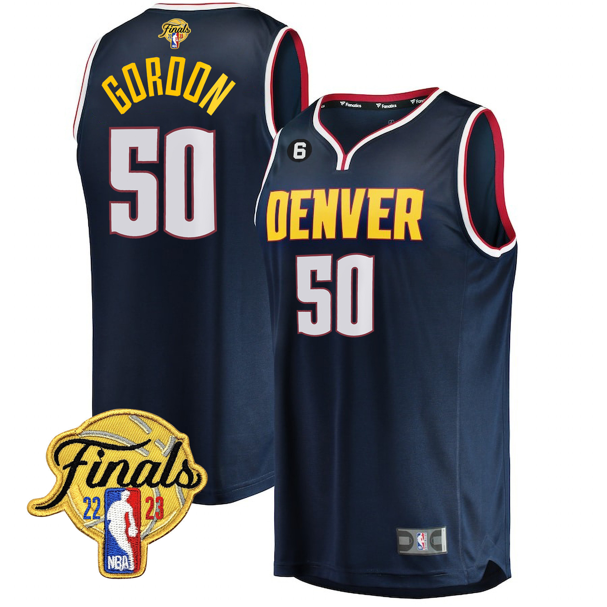 Aaron Gordon Men's Denver Nuggets 2023 Finals Patch Collection Icon Navy Jersey V2 - All Stitched