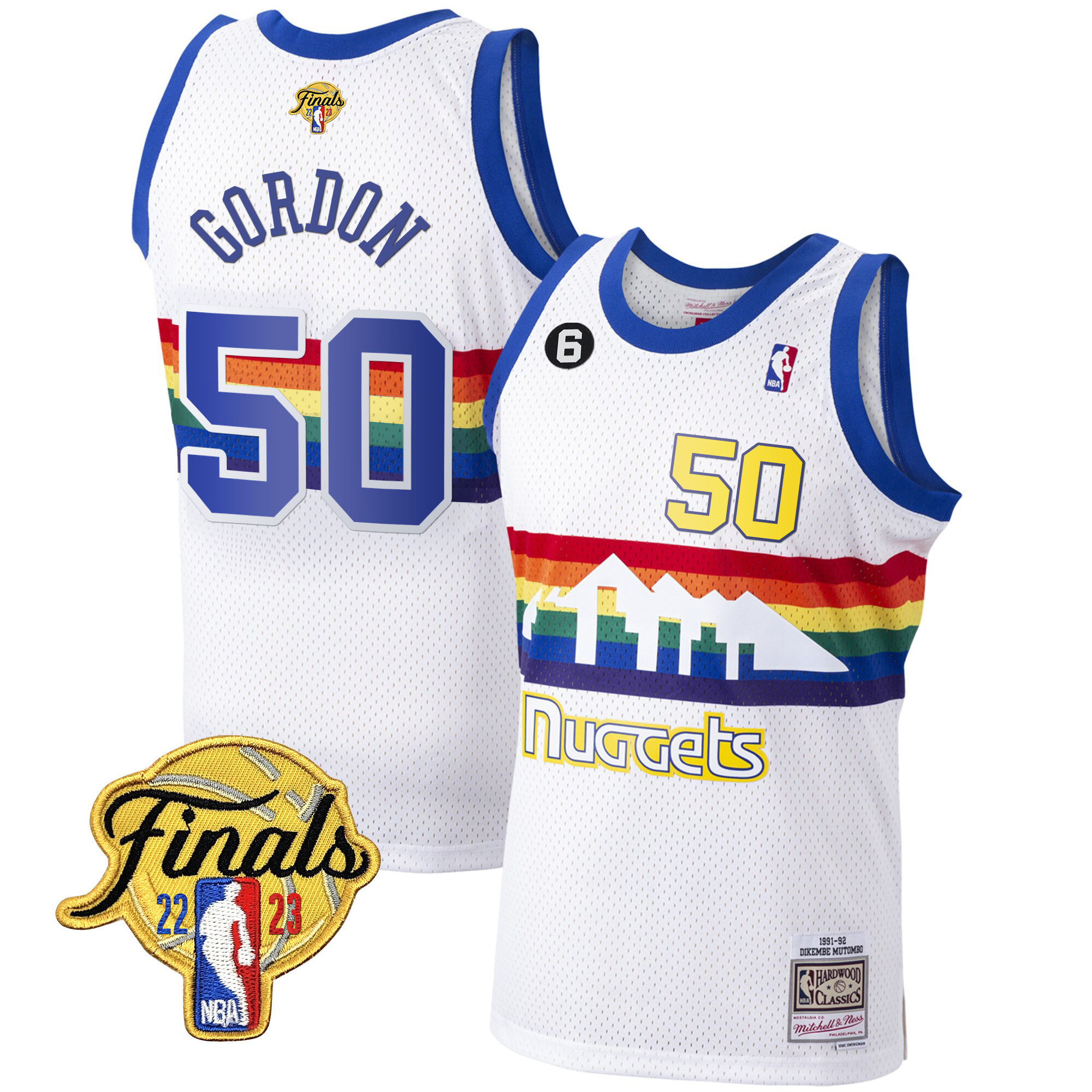 Aaron Gordon Men's Denver Nuggets 2023 Finals Patch Collection White Classic Jersey - All Stitched