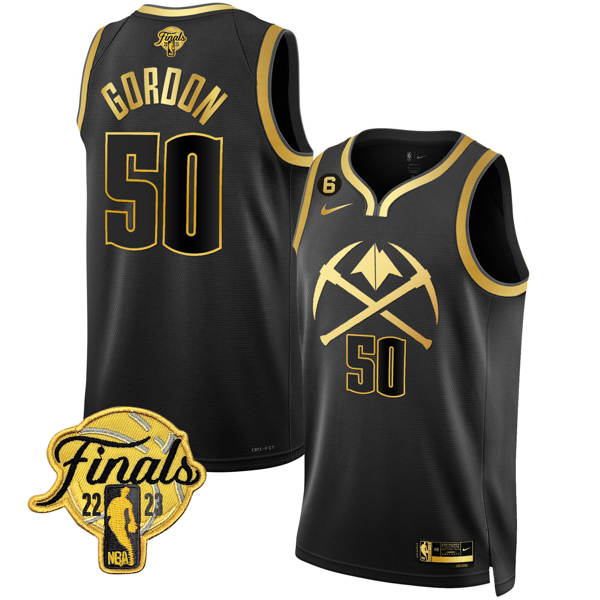 Aaron Gordon Men's Denver Nuggets 2023 Finals Patch Gold Special Black Gold Jersey V2 - All Stitched