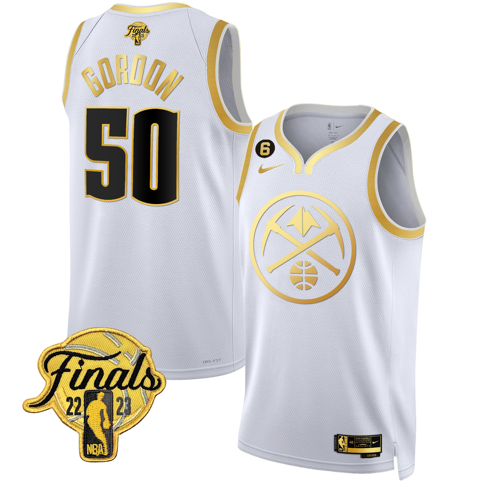 Aaron Gordon Men's Denver Nuggets 2023 Finals Patch Gold Special White Gold Jersey - All Stitched