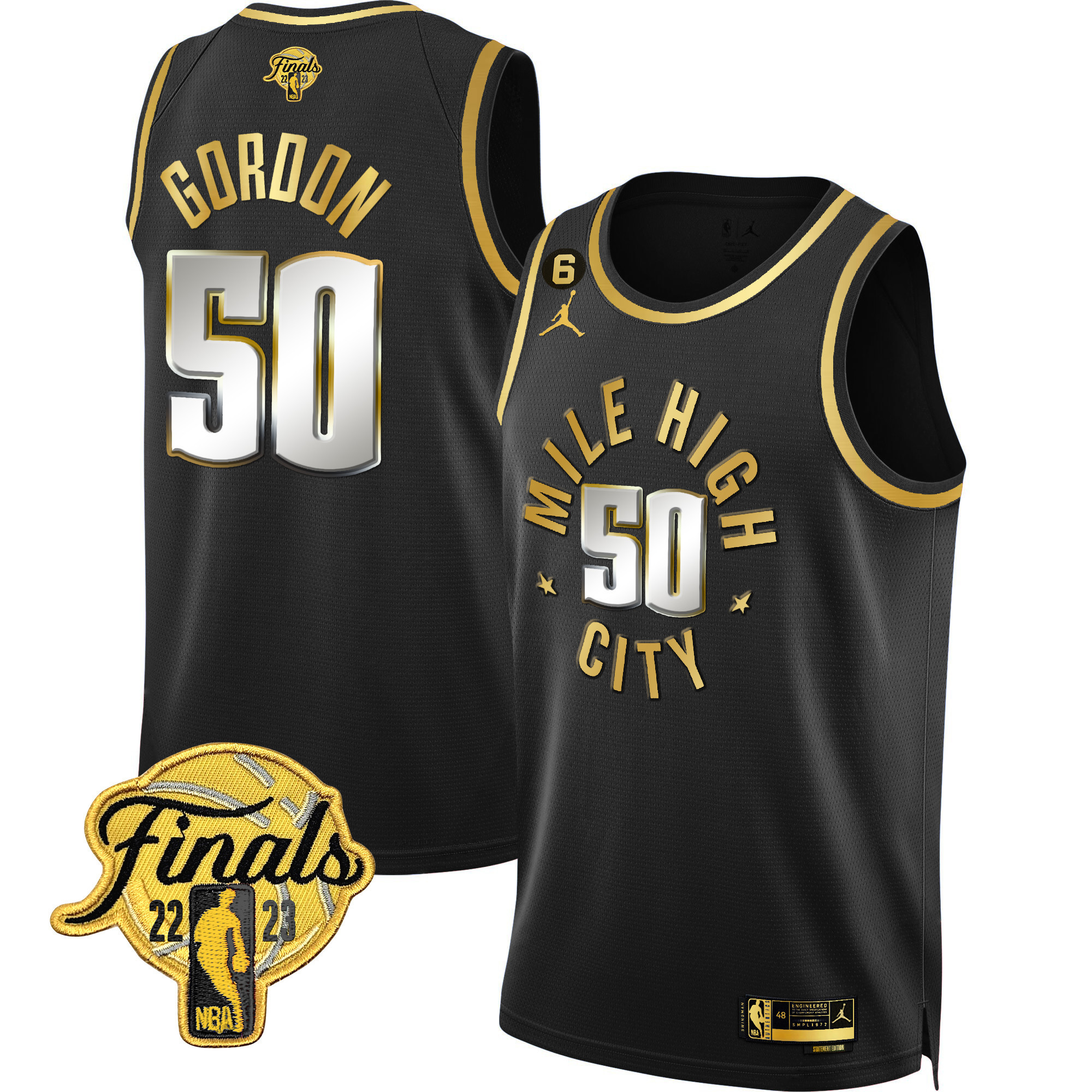 Aaron Gordon Men's Denver Nuggets 2023 Finals Patch Gold Statement Limited Jersey - All Stitched