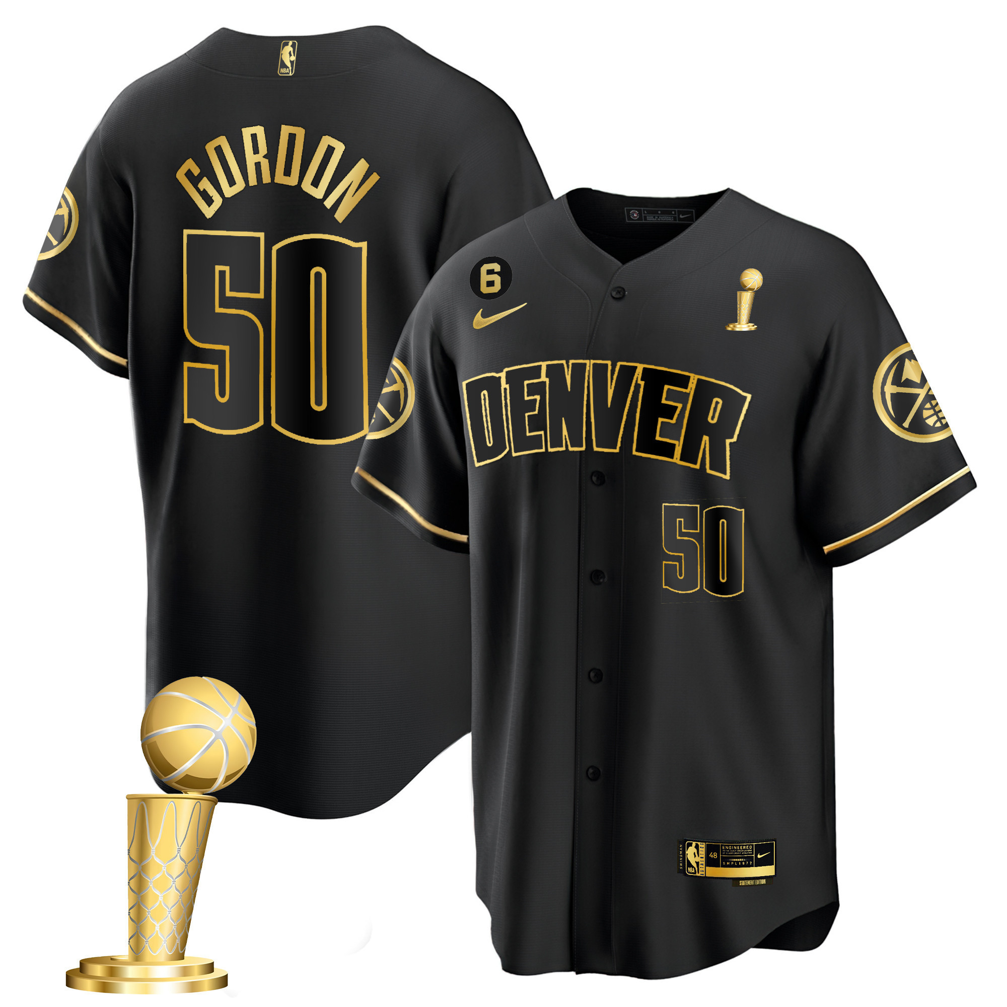 Aaron Gordon Youth's Denver Nuggets 2023 Champions Cool Base Black Gold Jersey - All Stitched