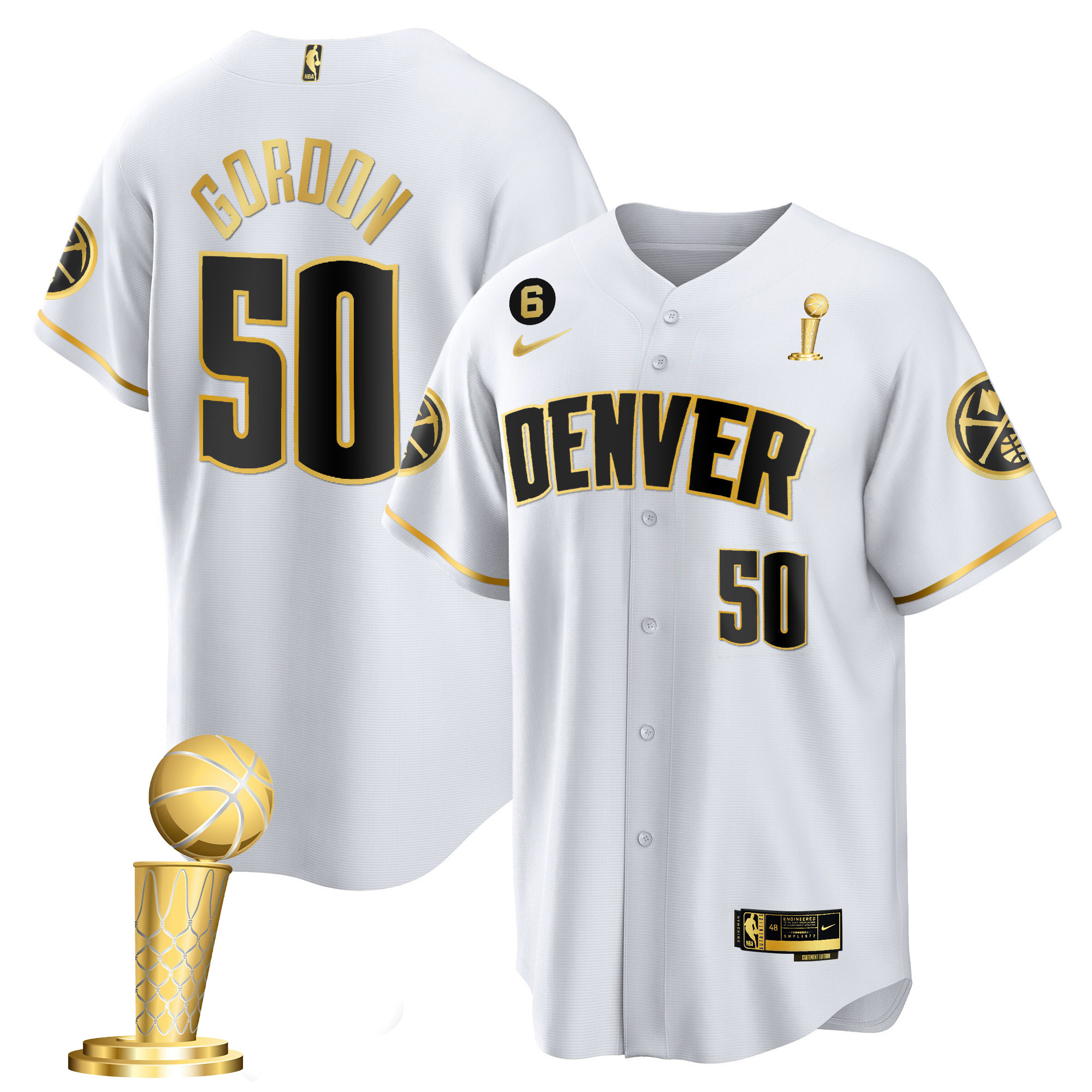 Aaron Gordon Youth's Denver Nuggets 2023 Champions Cool Base White Gold Jersey - All Stitched