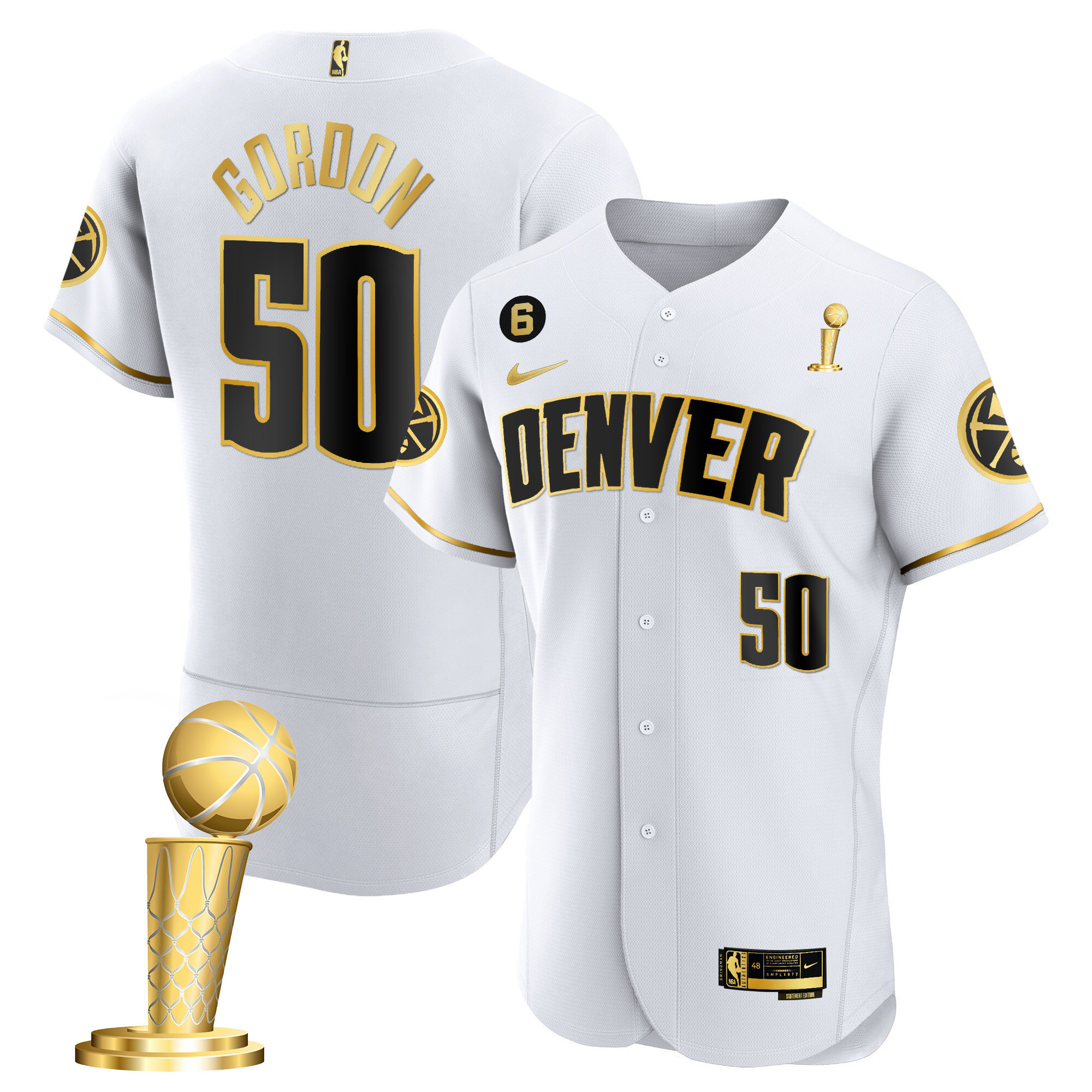 Aaron Gordon Youth's Denver Nuggets 2023 Champions Flex Base White Gold Jersey - All Stitched
