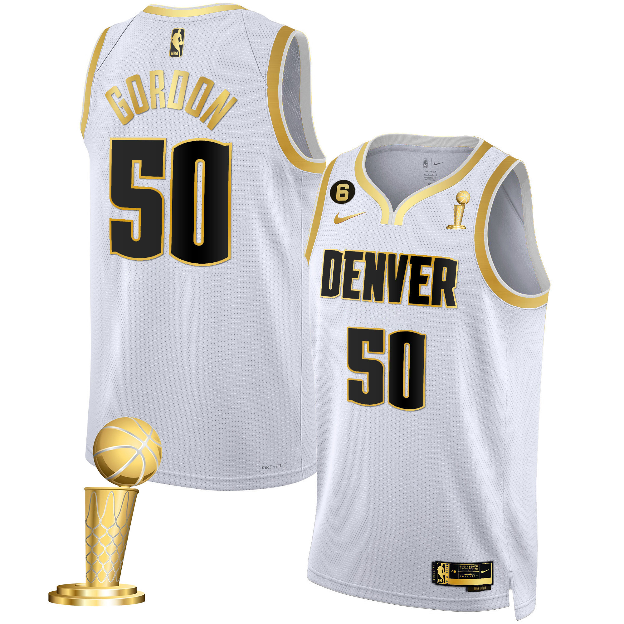 Aaron Gordon Youth's Denver Nuggets 2023 Champions White Gold Jersey Collection - All Stitched