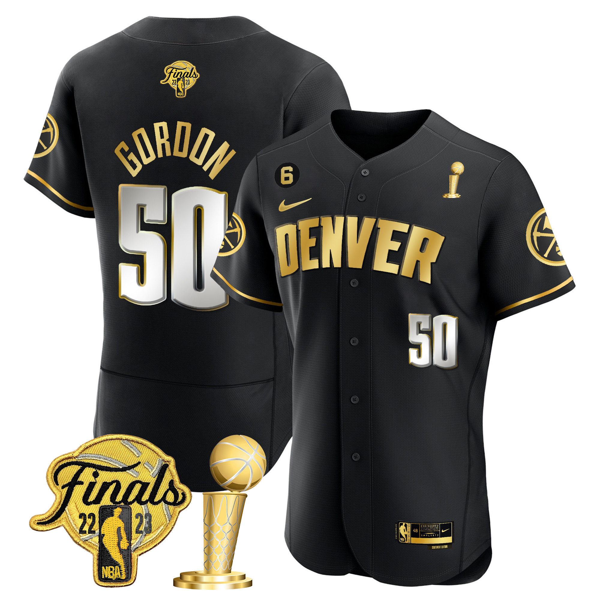 Aaron Gordon Youth's Denver Nuggets 2023 Finals & Champions Flex Base Black Limited Jersey - All Stitched