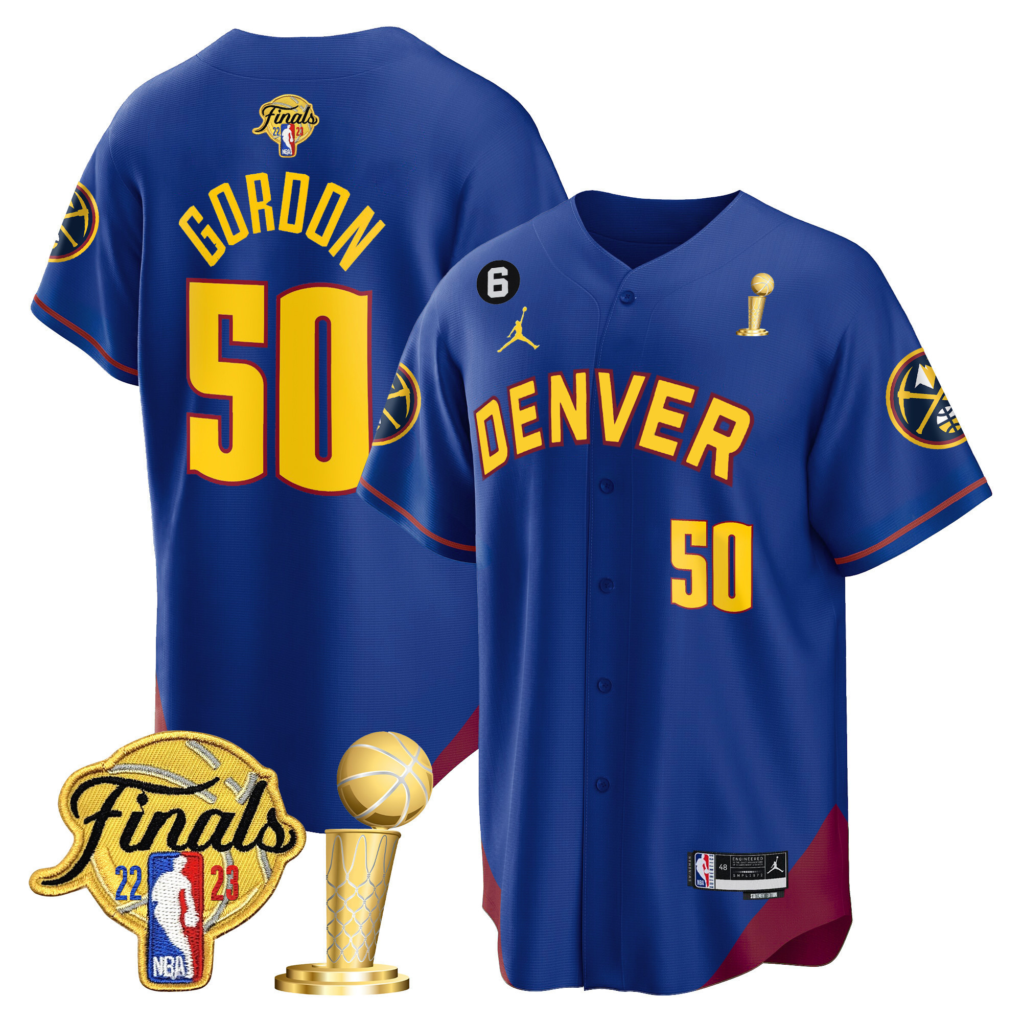 Aaron Gordon Youth's Denver Nuggets 2023 Finals & Champions Patch Cool Base Statement Jersey - All Stitched