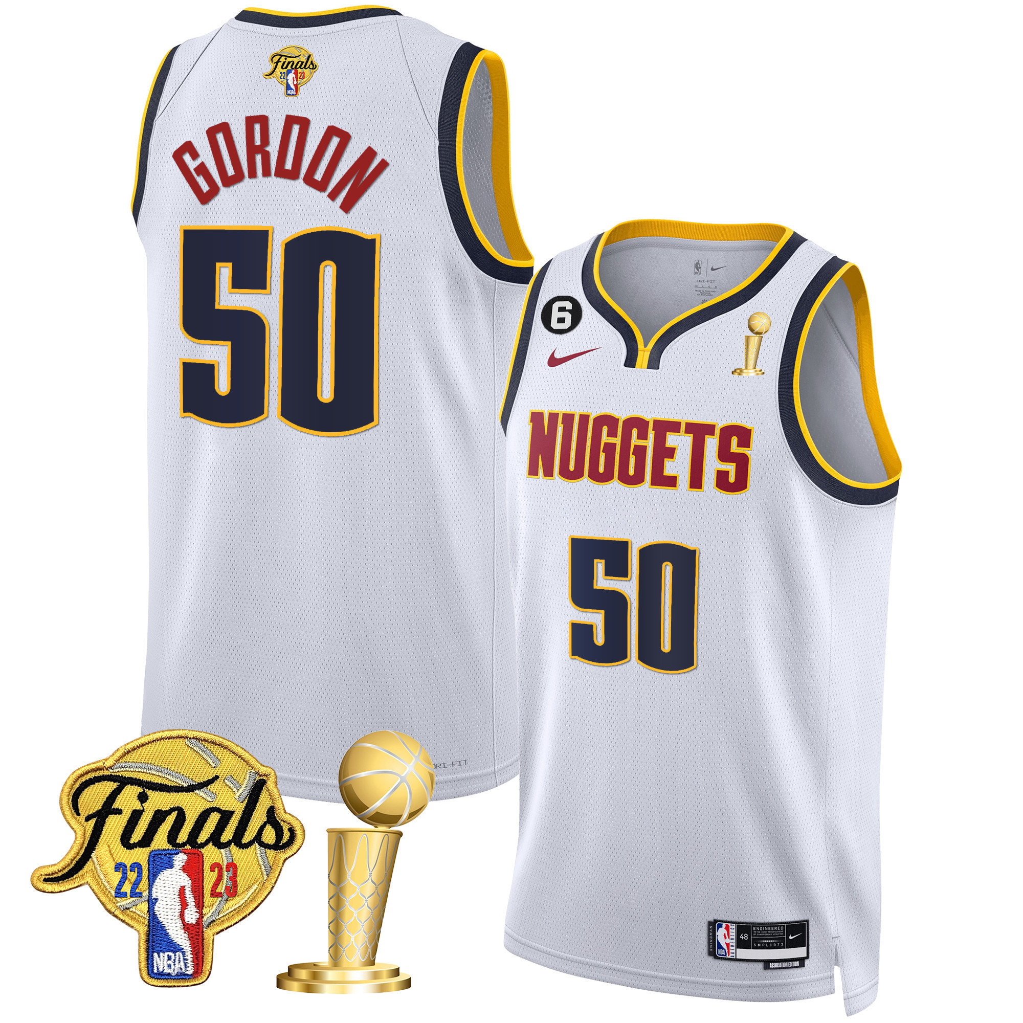 Aaron Gordon Youth's Denver Nuggets 2023 Finals & Champions Patch Gold Association Jersey - All Stitched
