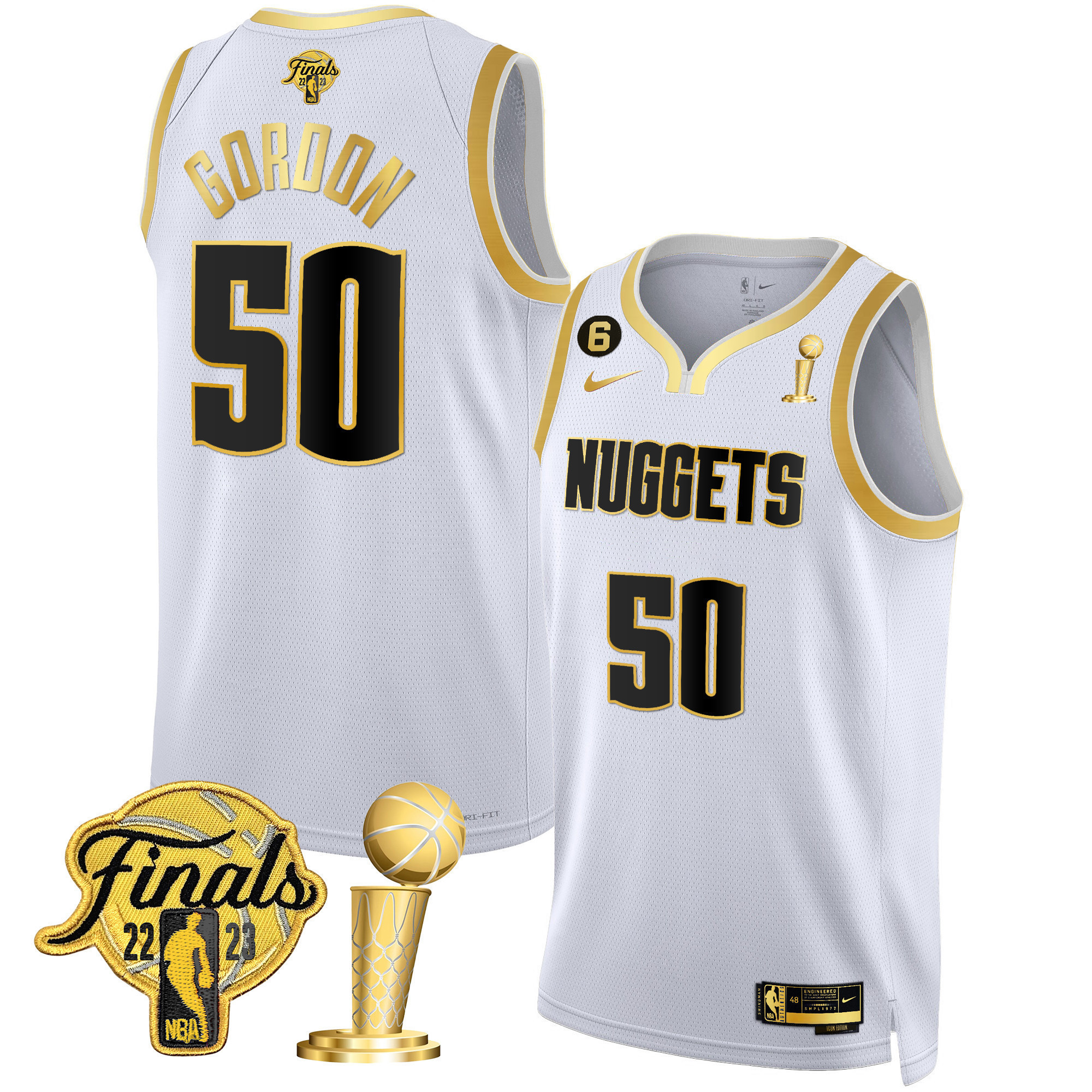 Aaron Gordon Youth's Denver Nuggets 2023 Finals & Champions Patch Gold White Gold Jersey - All Stitched