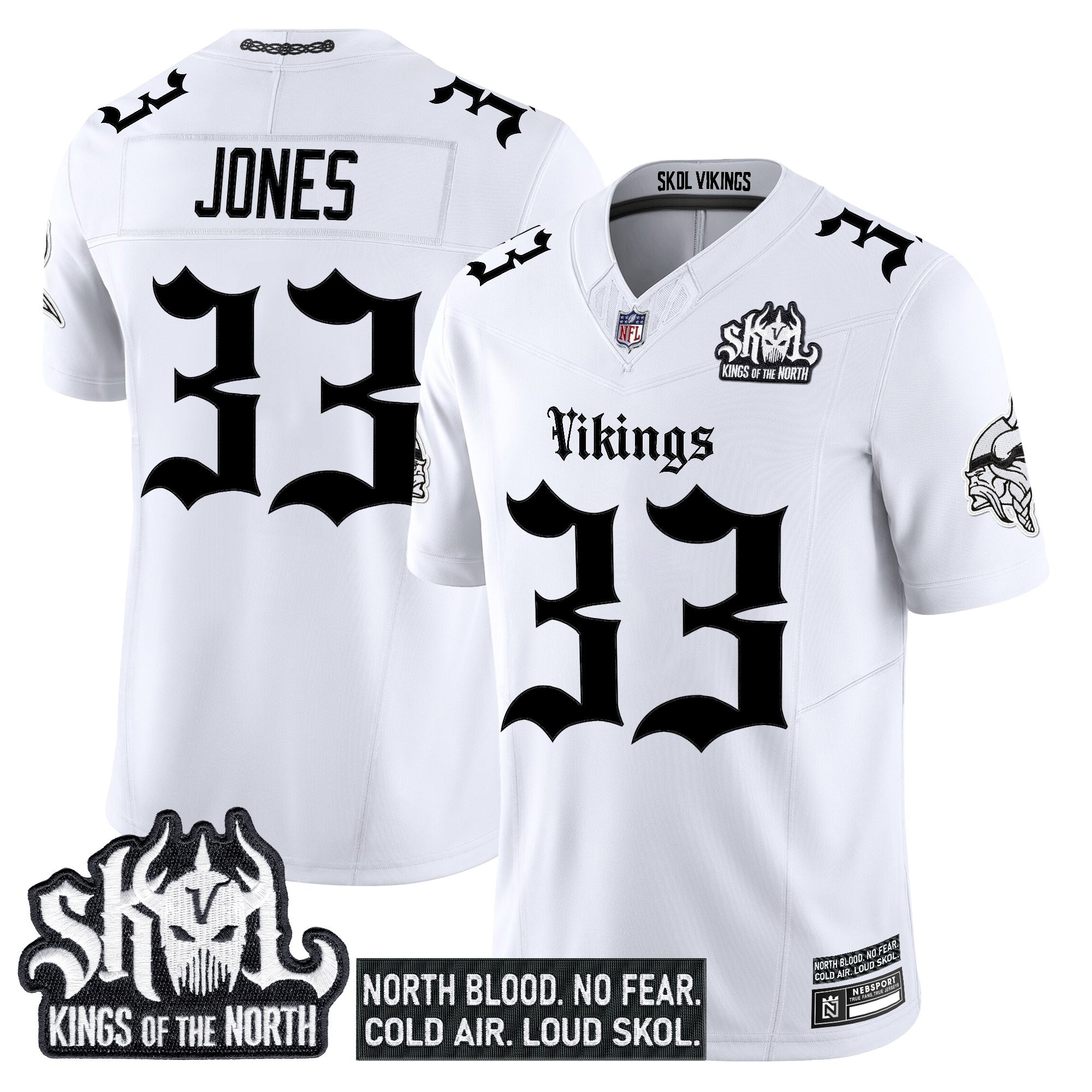 Aaron Jones Men's Minnesota Vikings Gothic Norseblood Edition Vapor Limited White Jersey - All Stitched