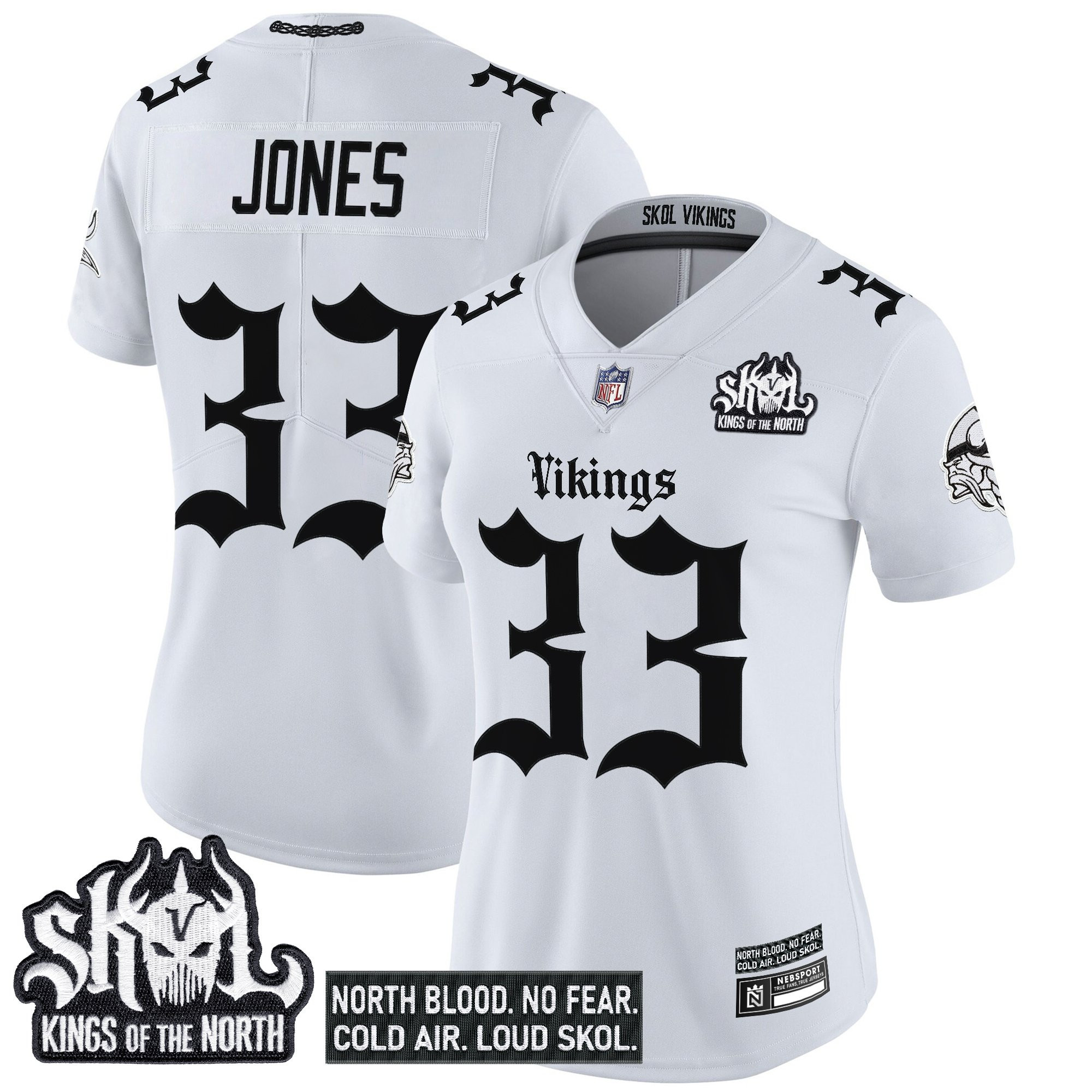 Aaron Jones Women's Minnesota Vikings Gothic Norseblood Edition Vapor Limited White Jersey - All Stitched