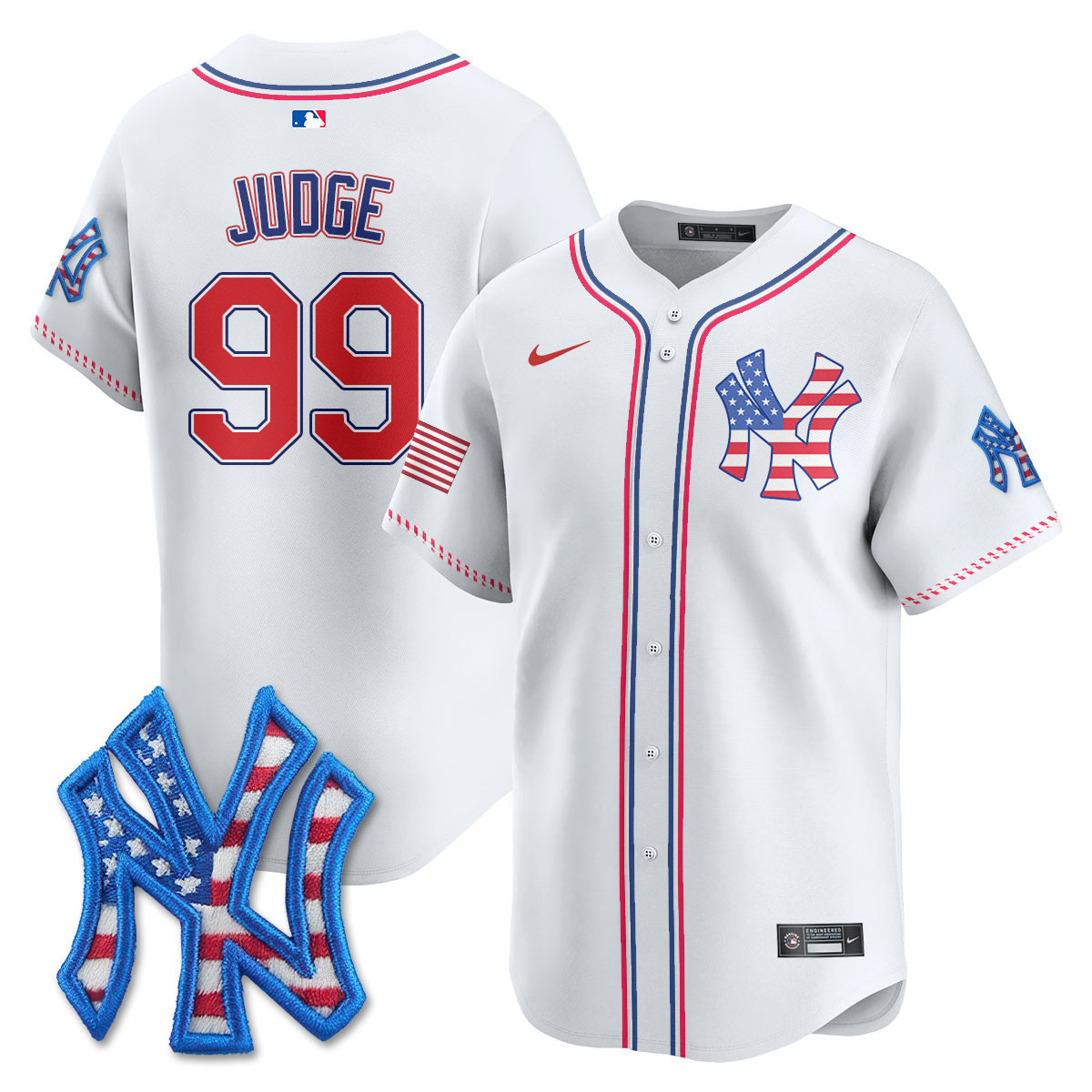 Aaron Judge Men's New York Yankees 2025 Fourth of July Vapor Premier Limited White Jersey - All Stitched