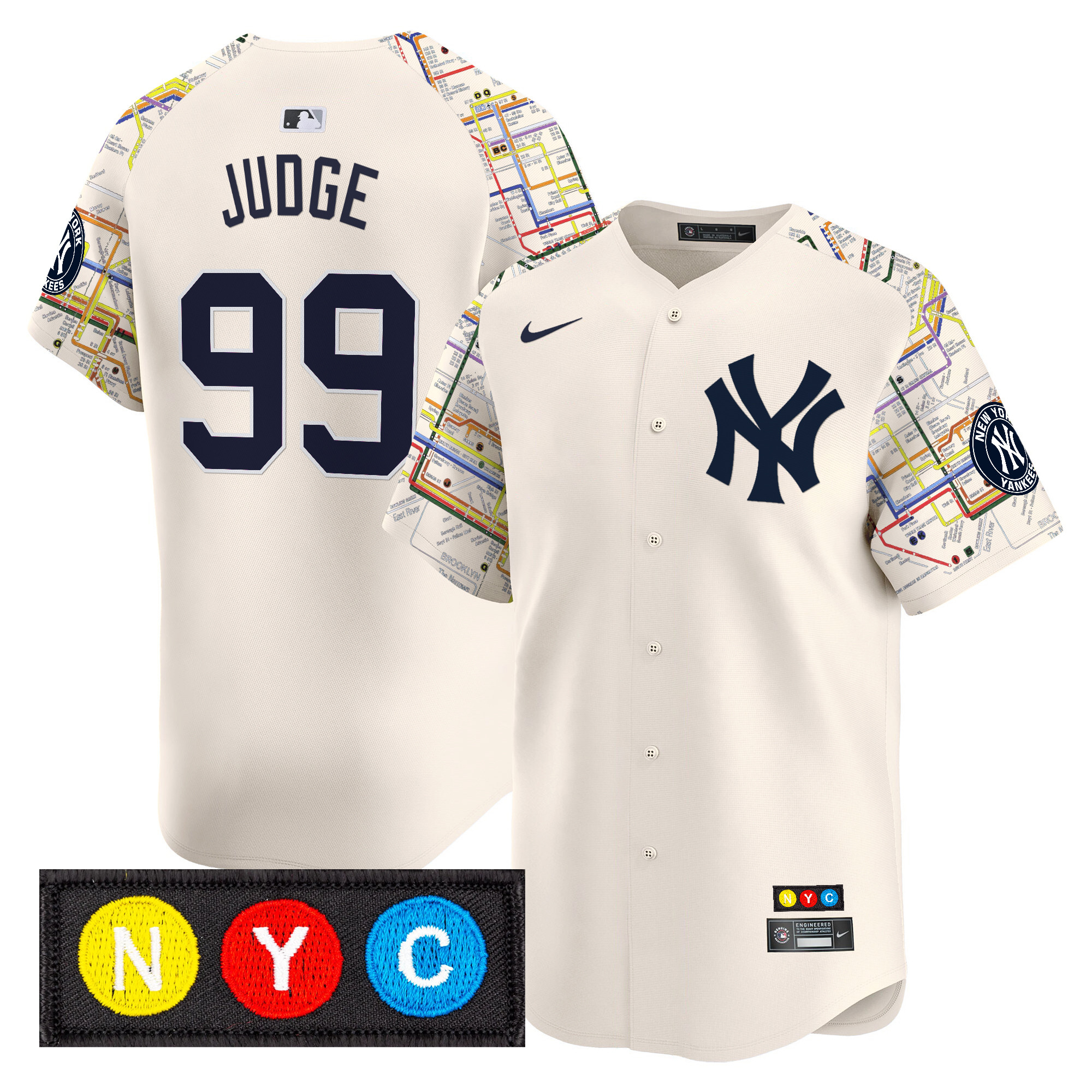 Aaron Judge Men's New York Yankees Subway Style Vapor Premier Limited Cream Jersey - Stitched