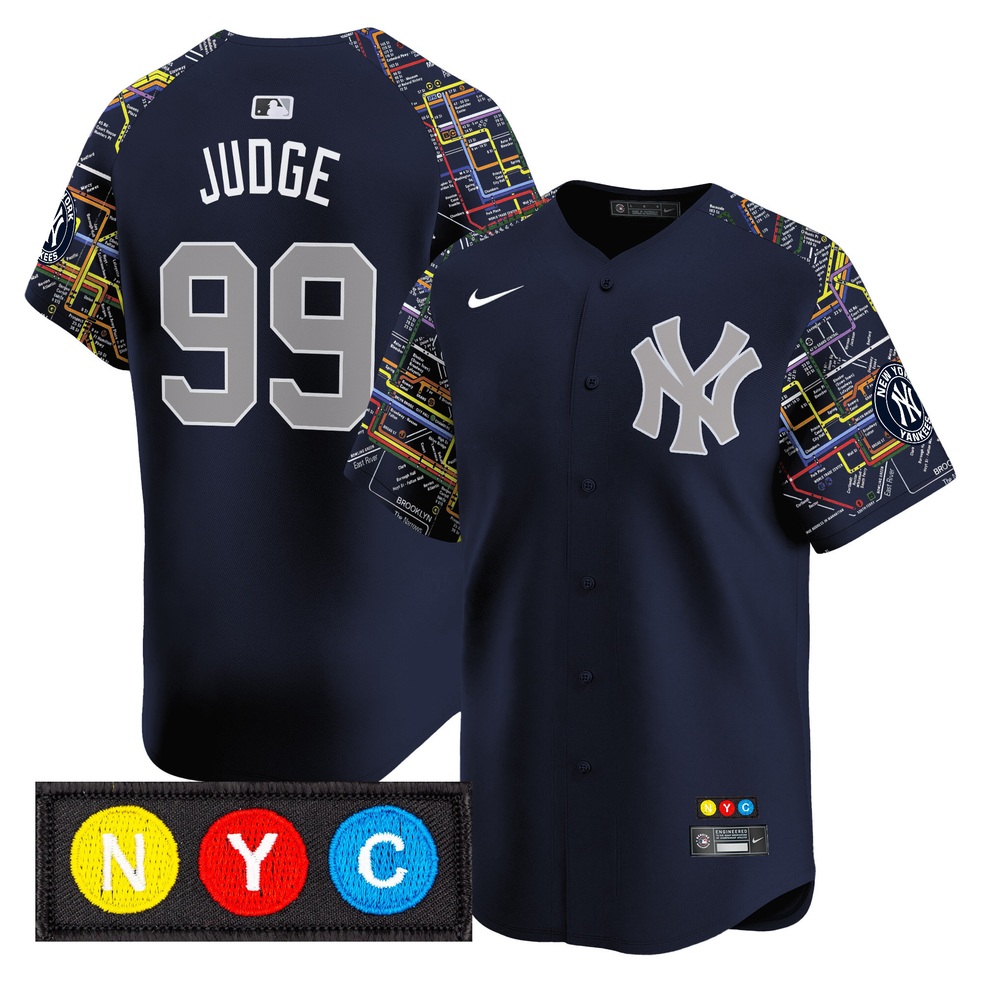 Aaron Judge Men's New York Yankees Subway Style Vapor Premier Limited Navy Jersey - Stitched